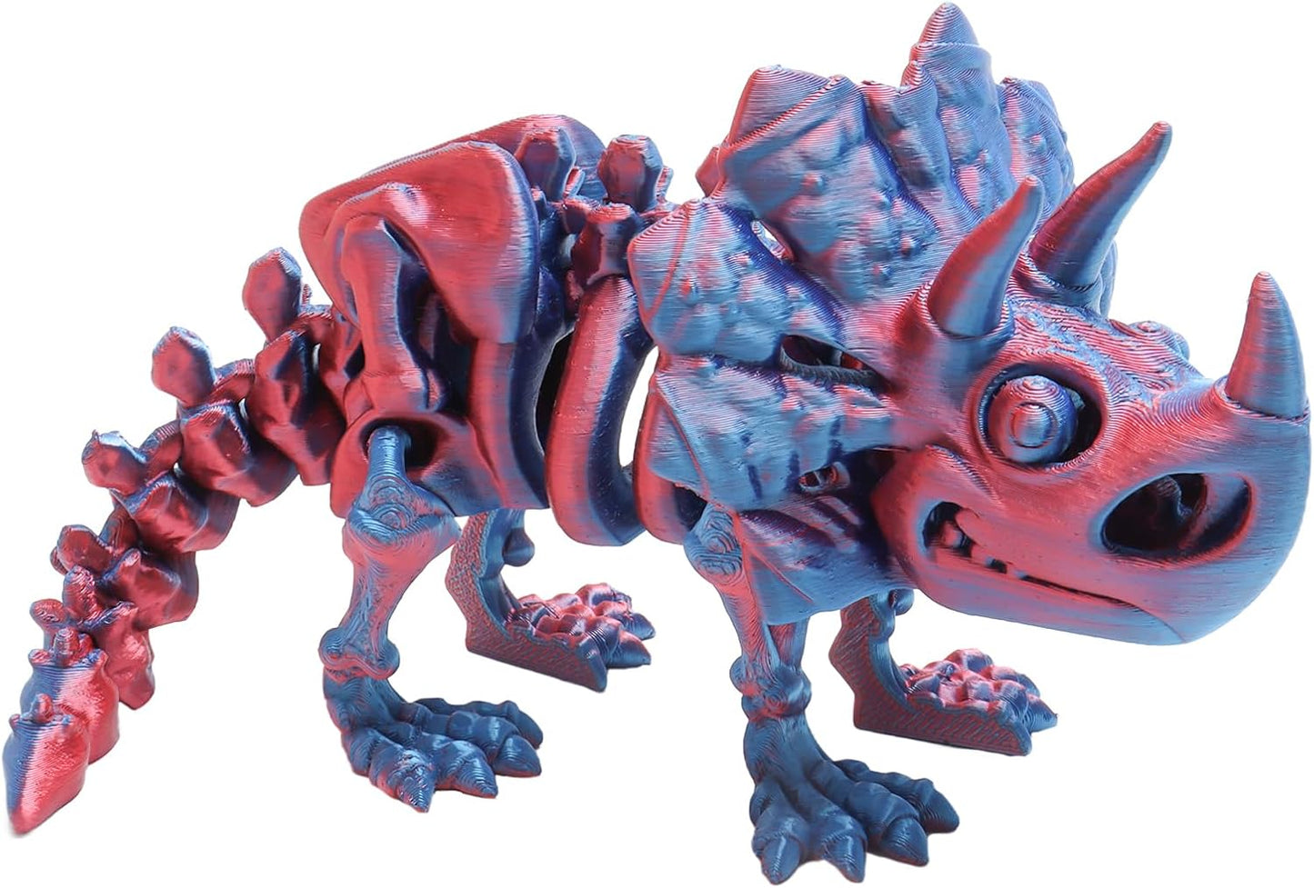 FunisFun 3D Printed Dragon with Articulated Joints for Adult, 3D Printed Dinosaur Fidget Toys Decor for Stress Relief (Triceratops-BP, 1P)