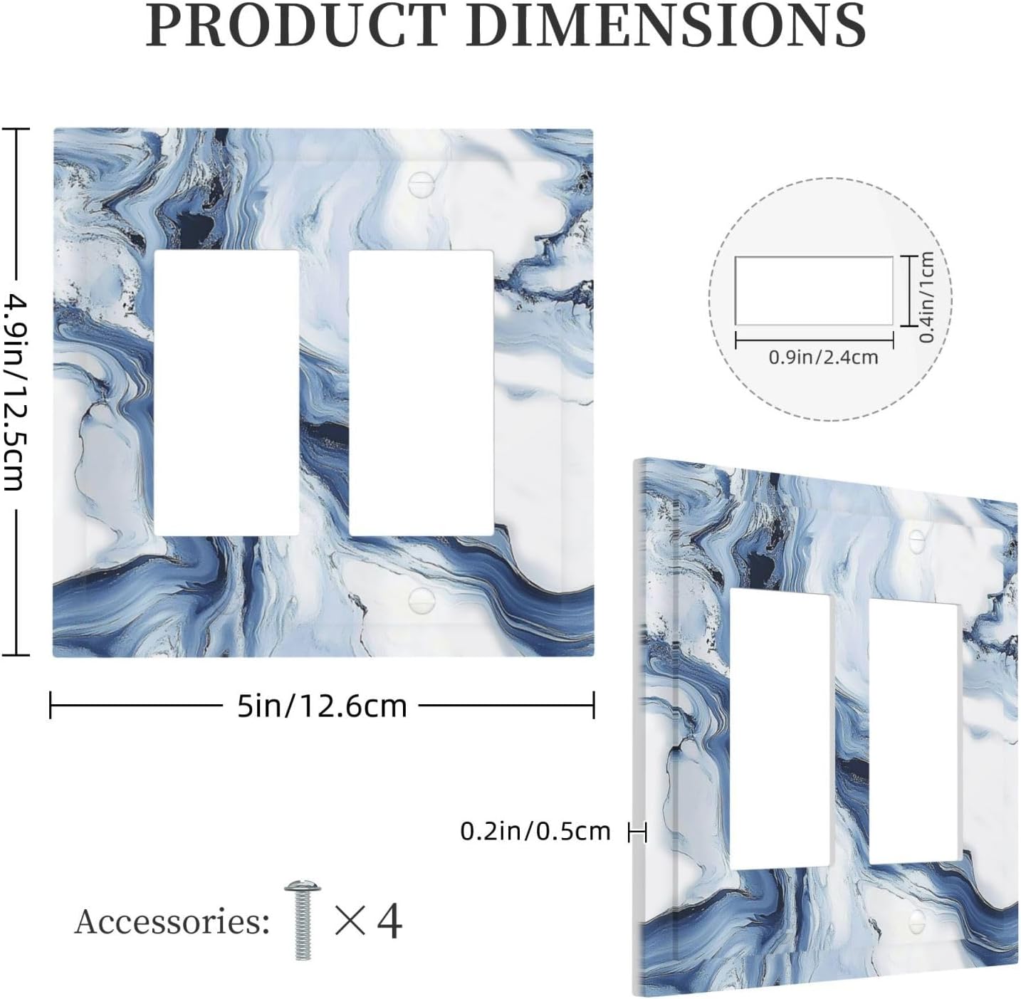 Decorative Outlet Covers White Marble Navy Blue Line Fluid 2 Gang Double Gfci Rocker Electrical Wall Panels Light Switch Cover Plate For Bathroom Kitchen Decor