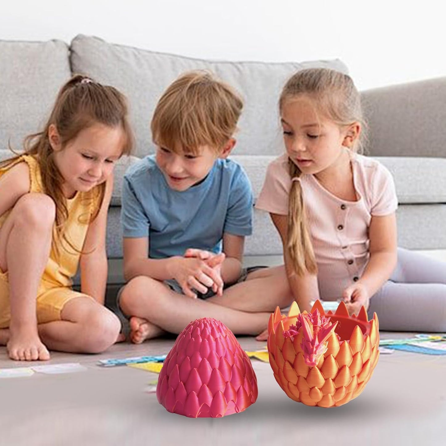 Easter Dragon Eggs 3D Printed Dragon Egg with Dragon Inside Articulated Crystal Dragon Fidget Toy Mystery Easter Suprise Home Office Decor Executive Desk Toys