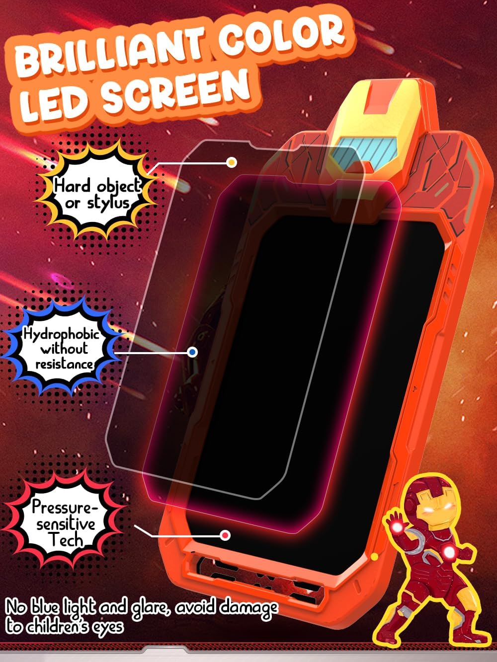 LCD Writing Tablet Doodle Board 10 Inch, Colorful Drawing Pad, Electronic Drawing Tablet, Drawing Pads,Travel Gifts for Kids Ages 3 4 5 6 7 8 Year Old Girls Boys (Mech Warrior)