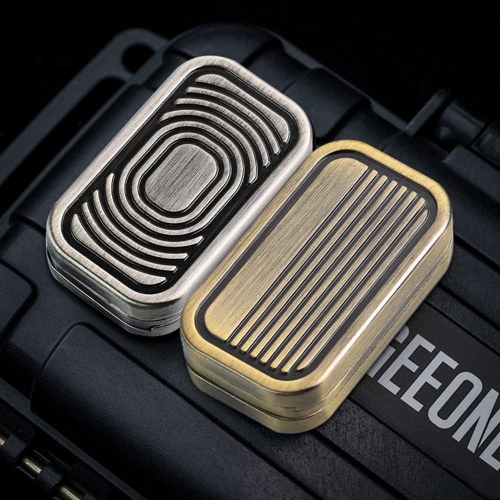 Magnetic Metal Fidget Toys - Metal Poker Push Card Fidget Slider Stress Relief Toy, Men’s EDC Toy Fidget Toy Haptic Coin, Office Desk Toys Gifts for Boyfriend and Father (Brass CP3)