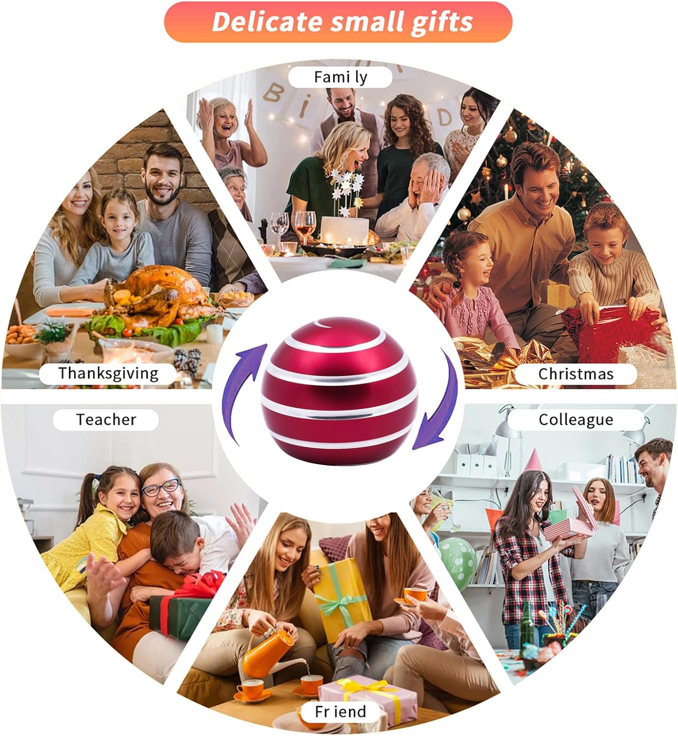 Desk-Toys for Fidget Kinetic-Cool-Gadgets: Cool-Stuff for Kid Children Teen Adult, Optical-Illusion Toy for Office School Home Women Men Christmas Stress-Relief-Gifts 180 Seconds Spinning