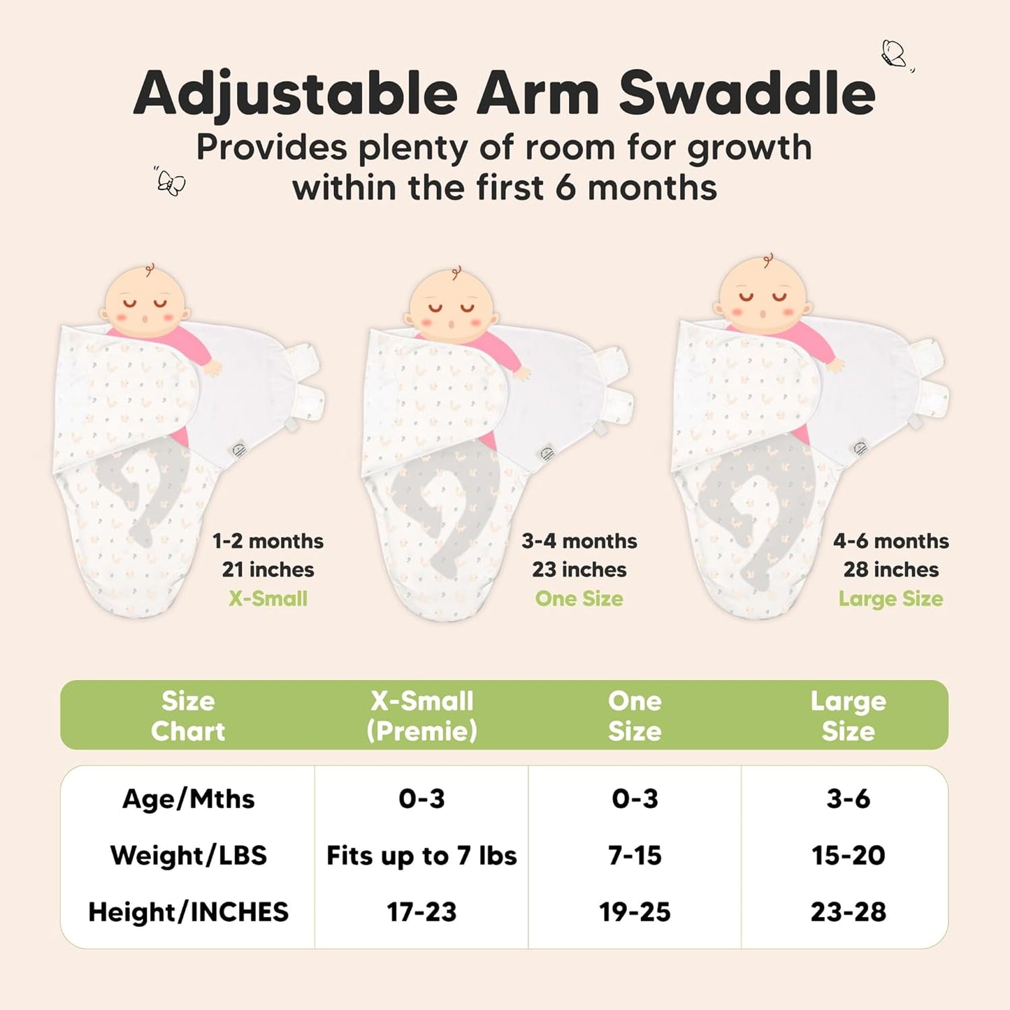 3-Pack Organic Baby Swaddle Sleep Sacks - Swaddles for Newborns, Infant 0-3 Months, Baby Girls, Boys, Soft & Snug Newborn Sleep Sack, Nursery Swaddling Blankets (Dino Ridge)