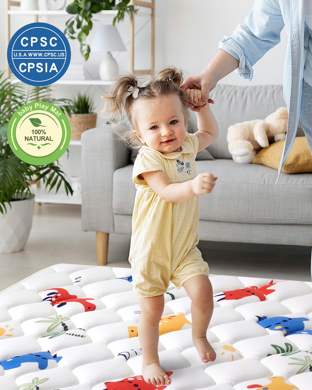 Premium Foam Baby Play Mat 74" X 50", Thick One-Piece Crawling Plyapen Mat, Odorless Baby Mat For Floor, Non-Slip Cushioned Playmat for Infants,Babies,Toddlers (Machine Washable for Easy Care)