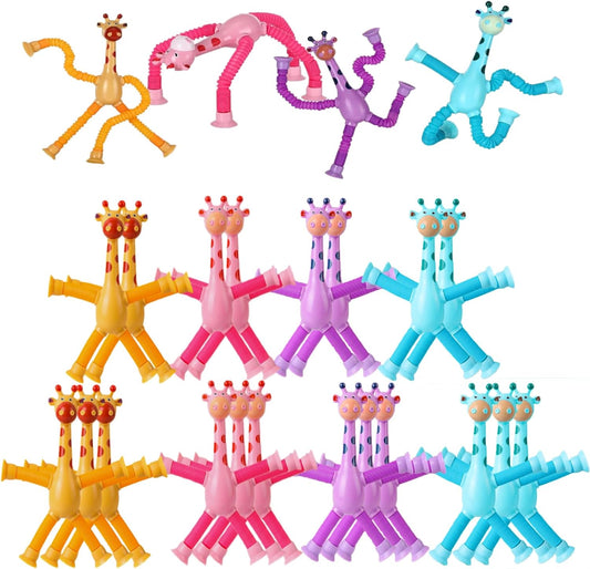 24PCS Telescopic Suction Cup Giraffe Toy,pop Tubes,Toys for Kids,Toddler Travel Toys,Toddler Sensory Toys,figette Toys,Fidget Toys for Kids,Treasure Box prizes,Small Toys for Kids prizes