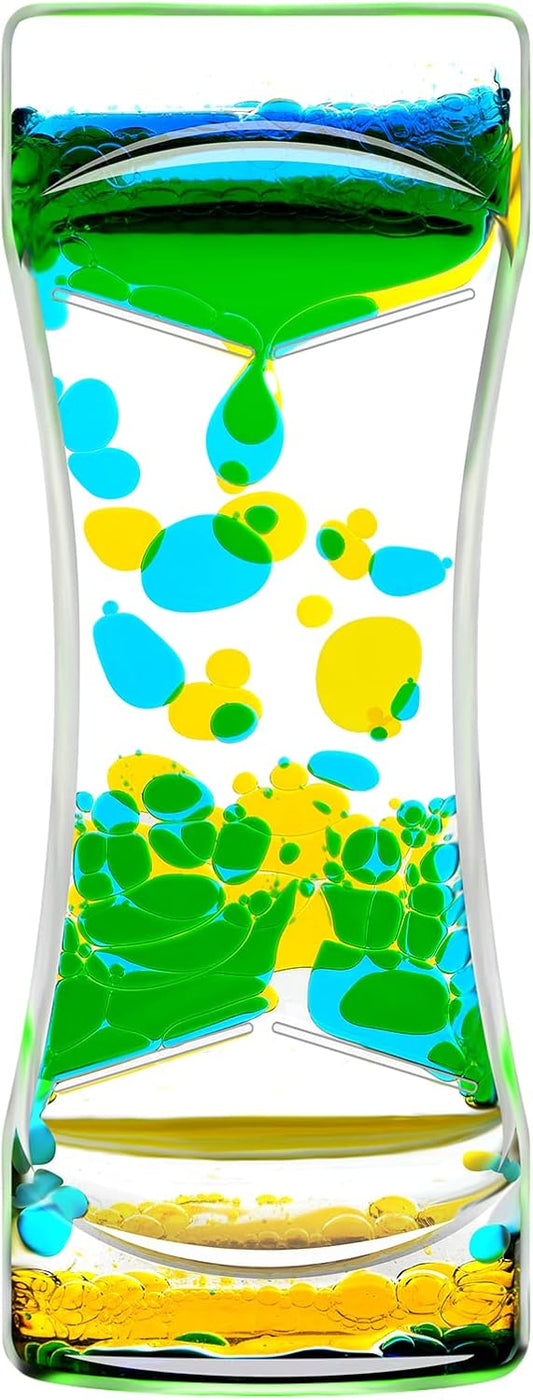 Liquid Motion Bubbler Timer Set of 1 for Home Office Desk Toys, Oil Water Timers for Kids Adults, Sensory Toys, Fidget Toy, Autism Toys, Calm Relaxing Activity, Blue Yellow