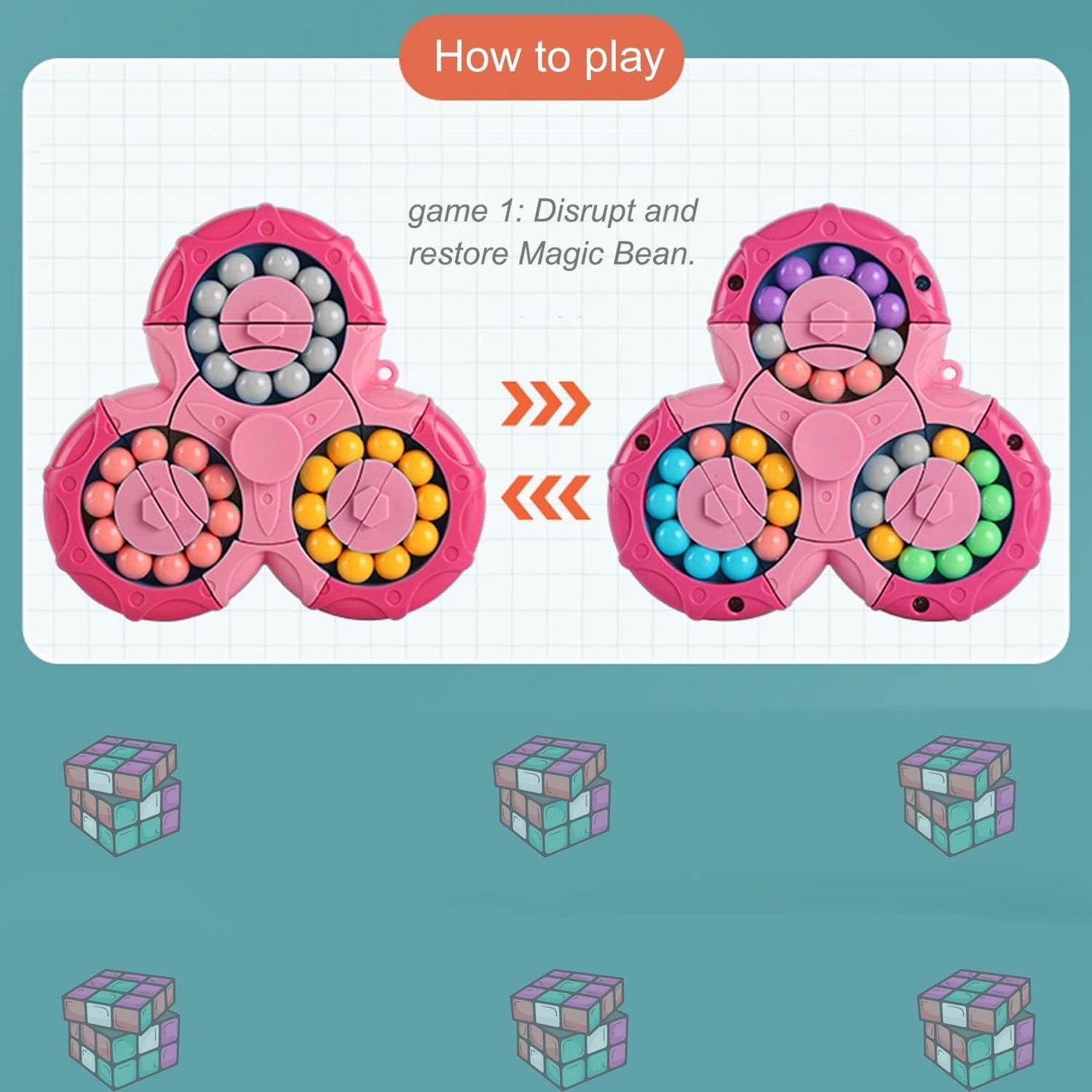 YUDANSI Magic Bean Puzzle Toy, Rotating Magic Bean Fidget Toys 2-in-1, Magic Ball Brain Teaser STEM Game, Gift for Kids Boys Girls Age 3+, 5-7, 8-12, Teen, Adult for Holiday Birthday Graduation Gifts