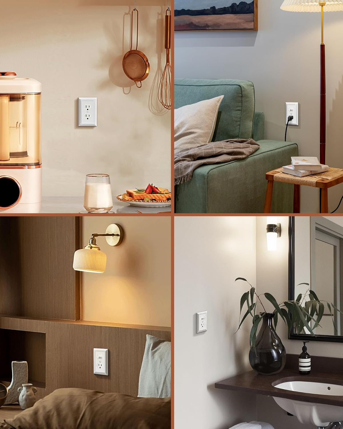 DEWENWILS Duplex Outlet Covers, White Outlet Wall Plates, 4.92" x 3.14" Light Switch Cover Plates, Metal Electrical Outlet Cover Plates, 2 Pack