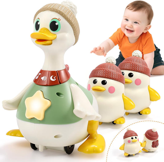 LUDILO Infant Baby Toys 6-12 Months: Musical Crawling Duck Toy Must Have 5 6 7 8 9 10 12 18 Month Old Baby Toy 0-6-12-18 Month Newborn Tummy Time Toys for 1 Year Old Boy Girl Gifts Stocking Stuffers