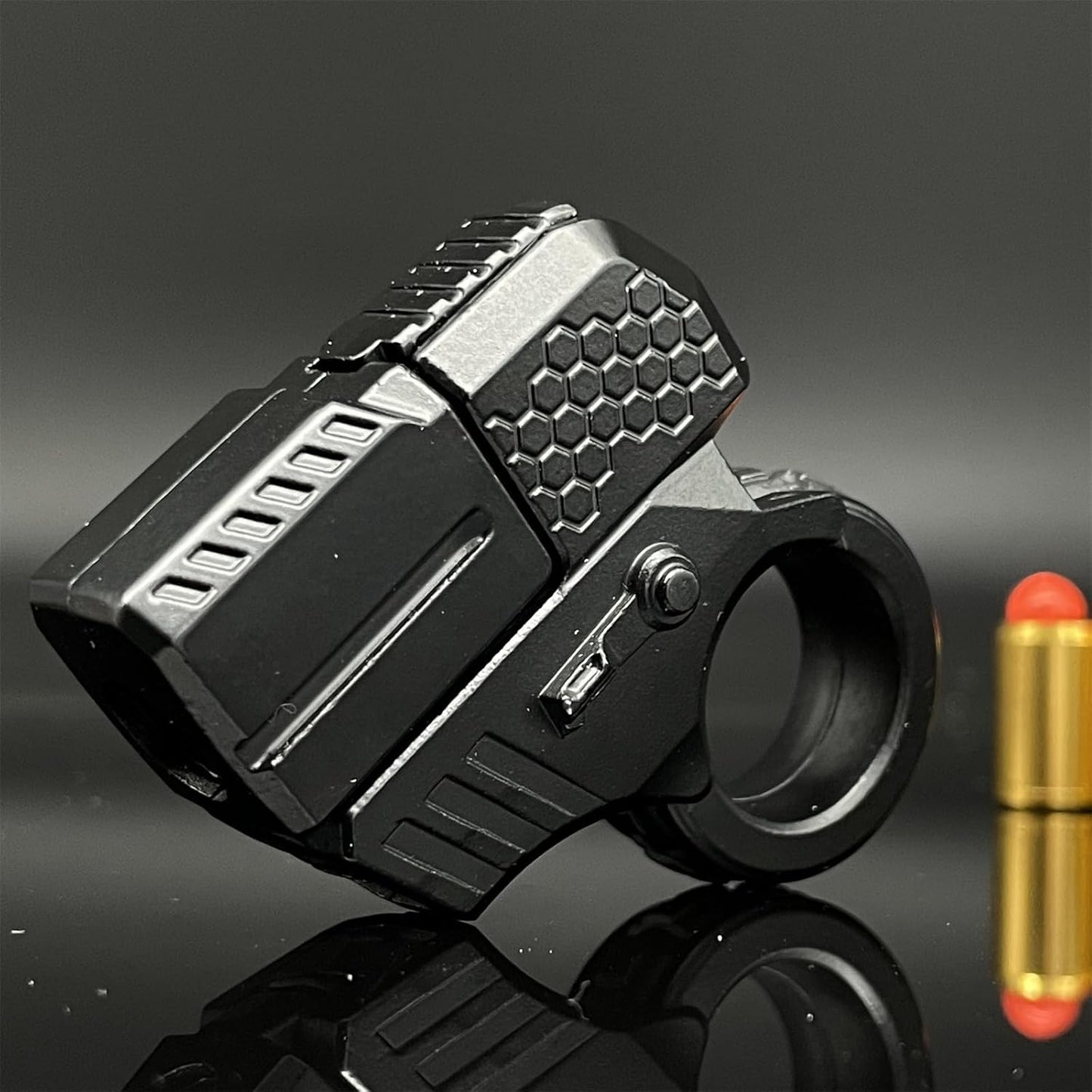 Alloy Gun Shape Fidget Ring EDC Fidget Spinner Metal Hand Spinner Adult Fidget Toys ADHD Tool Anxiety Stress Relief Toys Office Desk Toys (Black)