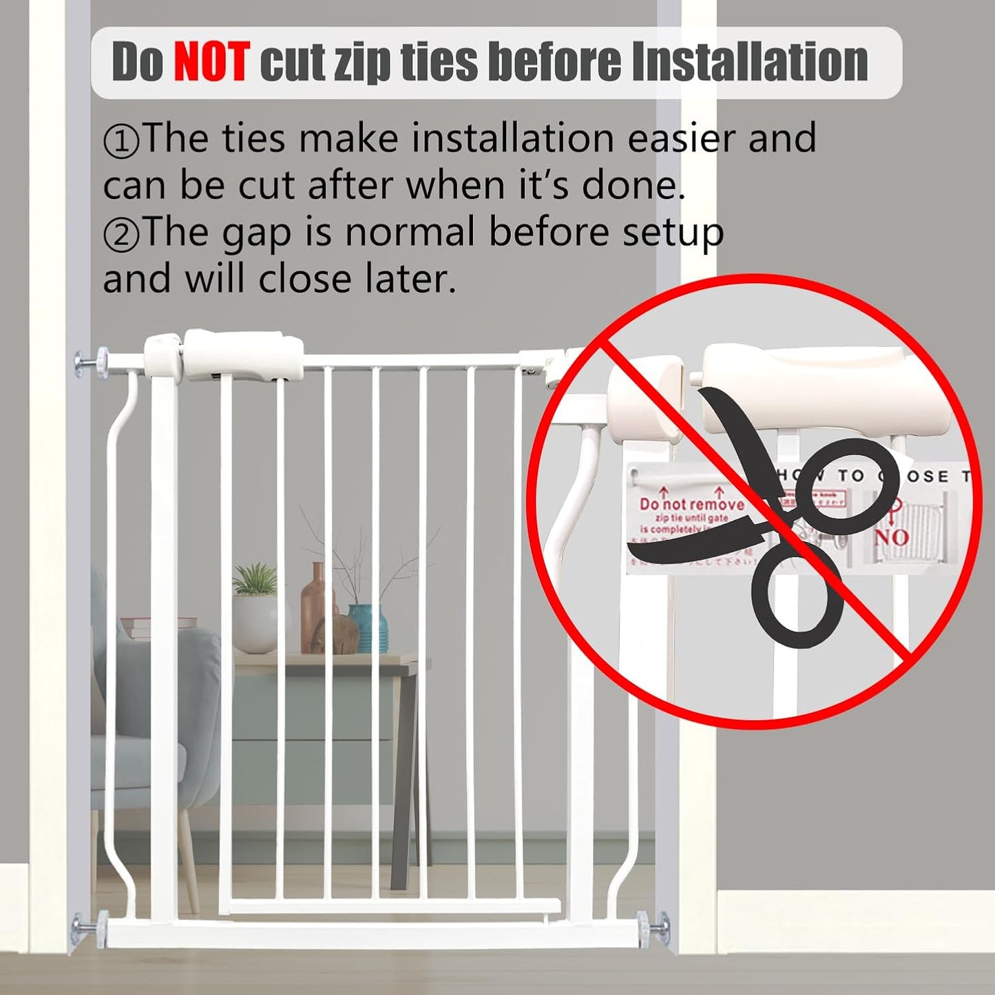 Extra Wide Baby Gate - 62-67 Inch Tension Mounted Safety Child & Pet Gate - White Metal - Walk Through - Long - for House Doorways & Stairs