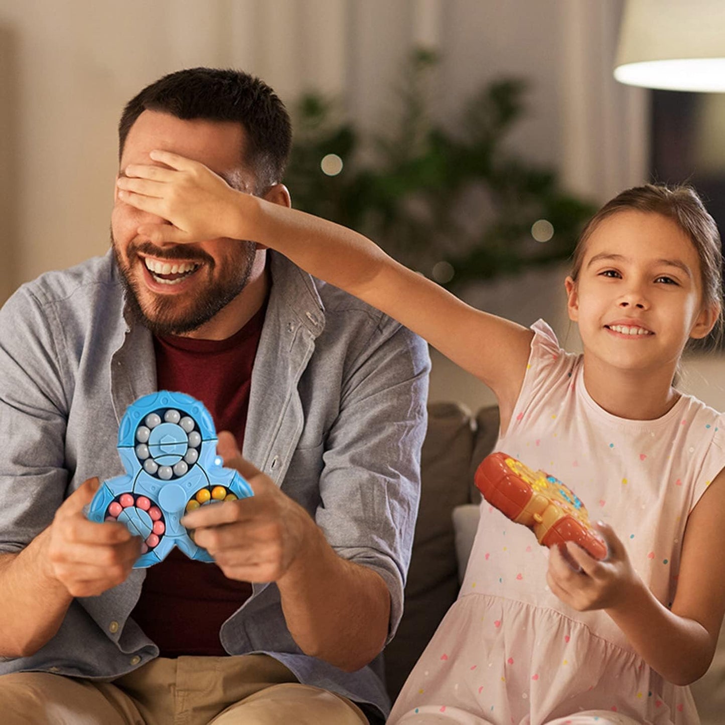 Magic Bean Rotating Brain Teaser Finger Puzzle Toy,Boys Girls Handheld Spinner Stress Anxiety Relief Ball Game Sensory Toys,Gift for Kids Ages 3Above Easter Christmas Birthday New Year (blue)