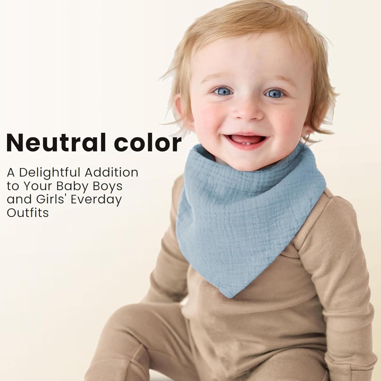 Konssy Muslin Baby Bibs 10 Pack Baby Bandana Drool Bibs 100% Cotton for Unisex Boys and Girls, Soft Absorbent Set for Teething and Drooling