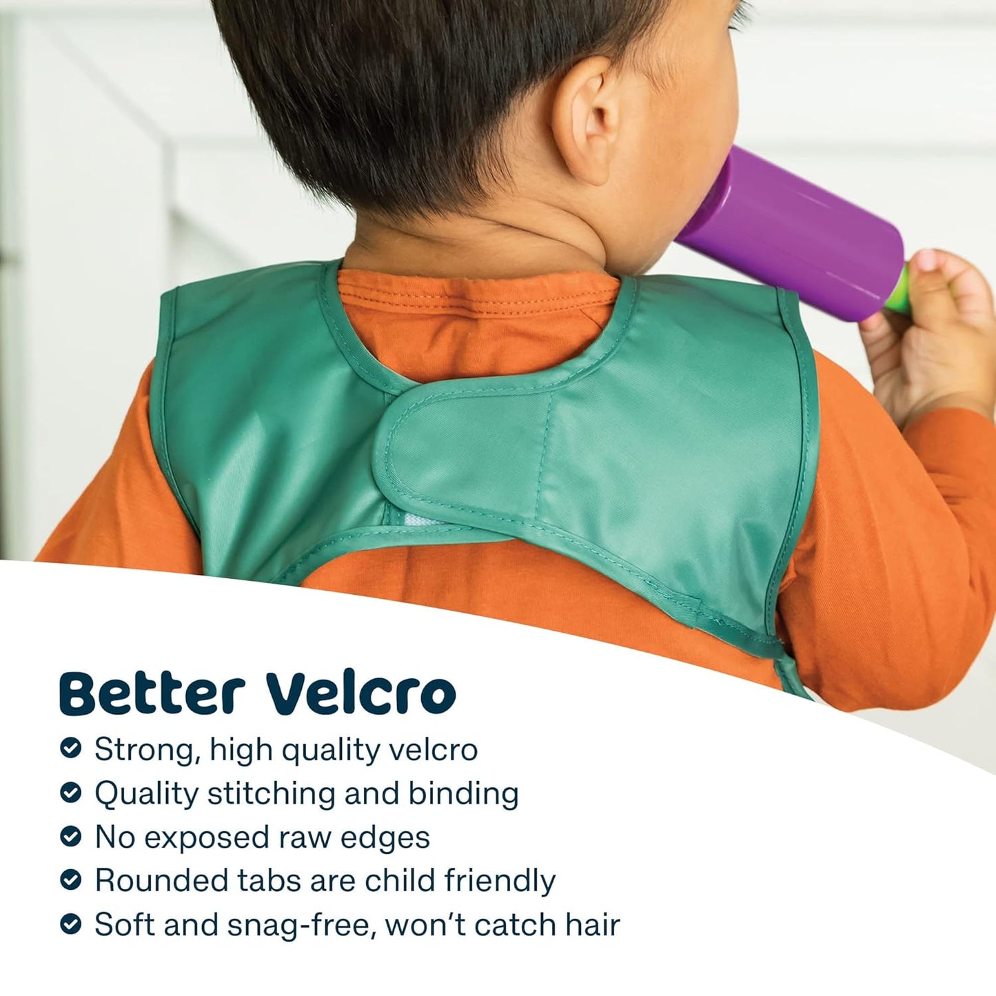 Tiny Twinkle Mess Proof Apron Bibs - 2 Pack Waterproof & Lightweight Baby Bibs for Led Weaning | 100% Recycled Polyester, Easy Clean & Machine Washable (Grey Indigo,Small 6-24 Months)