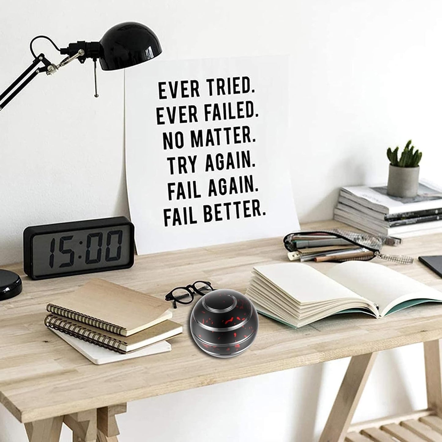 Kinetic Desk Toy, 1.77'' Kinetic Spinning Desk Toys for Adults, Fidget Toys for Party Favors, Christmas Stocking Stuffers, Easter Basket (45MM, Black Red)