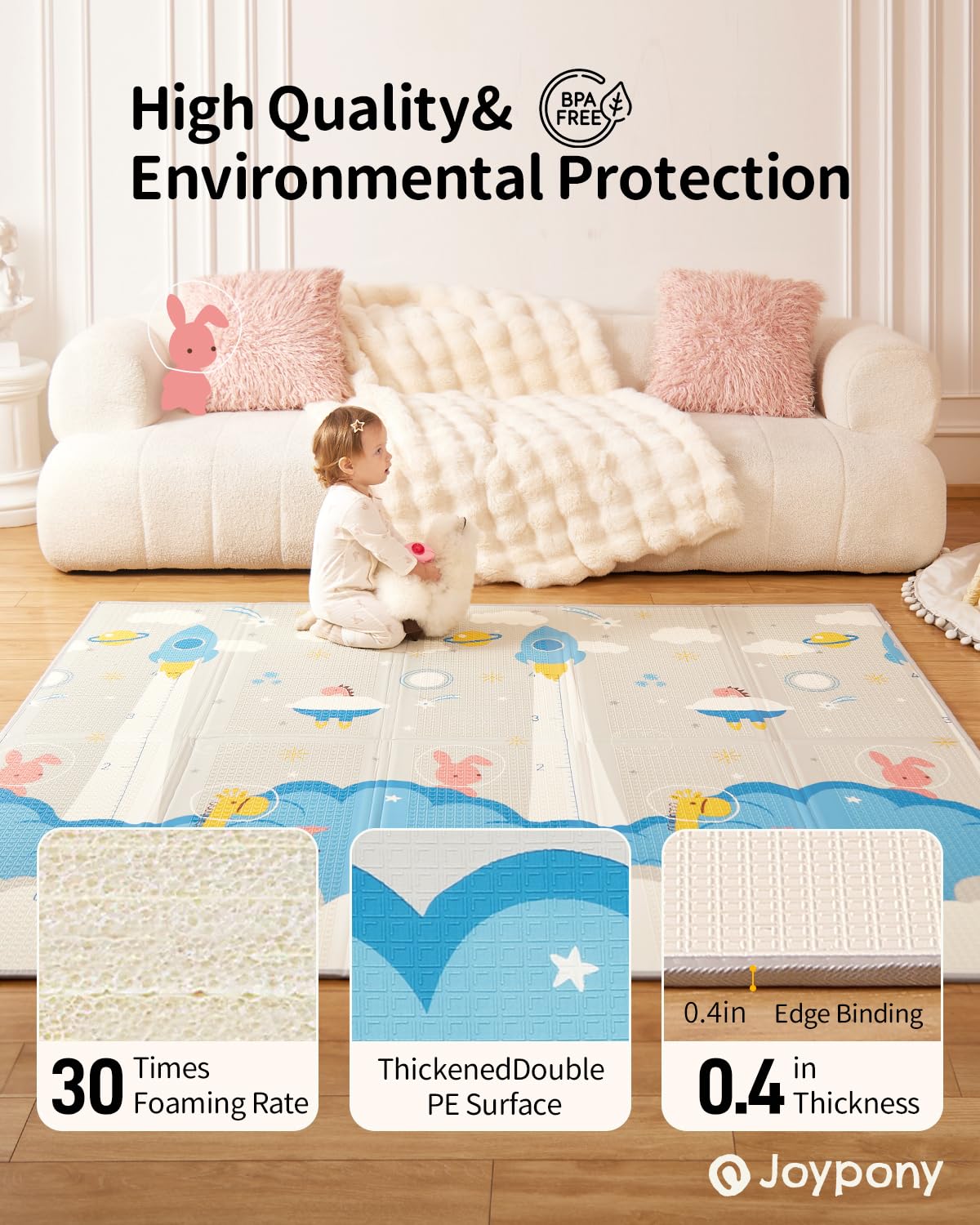 Baby Play Mat 79" X 71",Extra Large Foldable Play Mats for Babies and Toddlers,Waterproof AntiSlip Portable Baby Floor Mat for Tummy Time,Foam Baby Mat for Floor with Travel Bag Indoor Outdoor