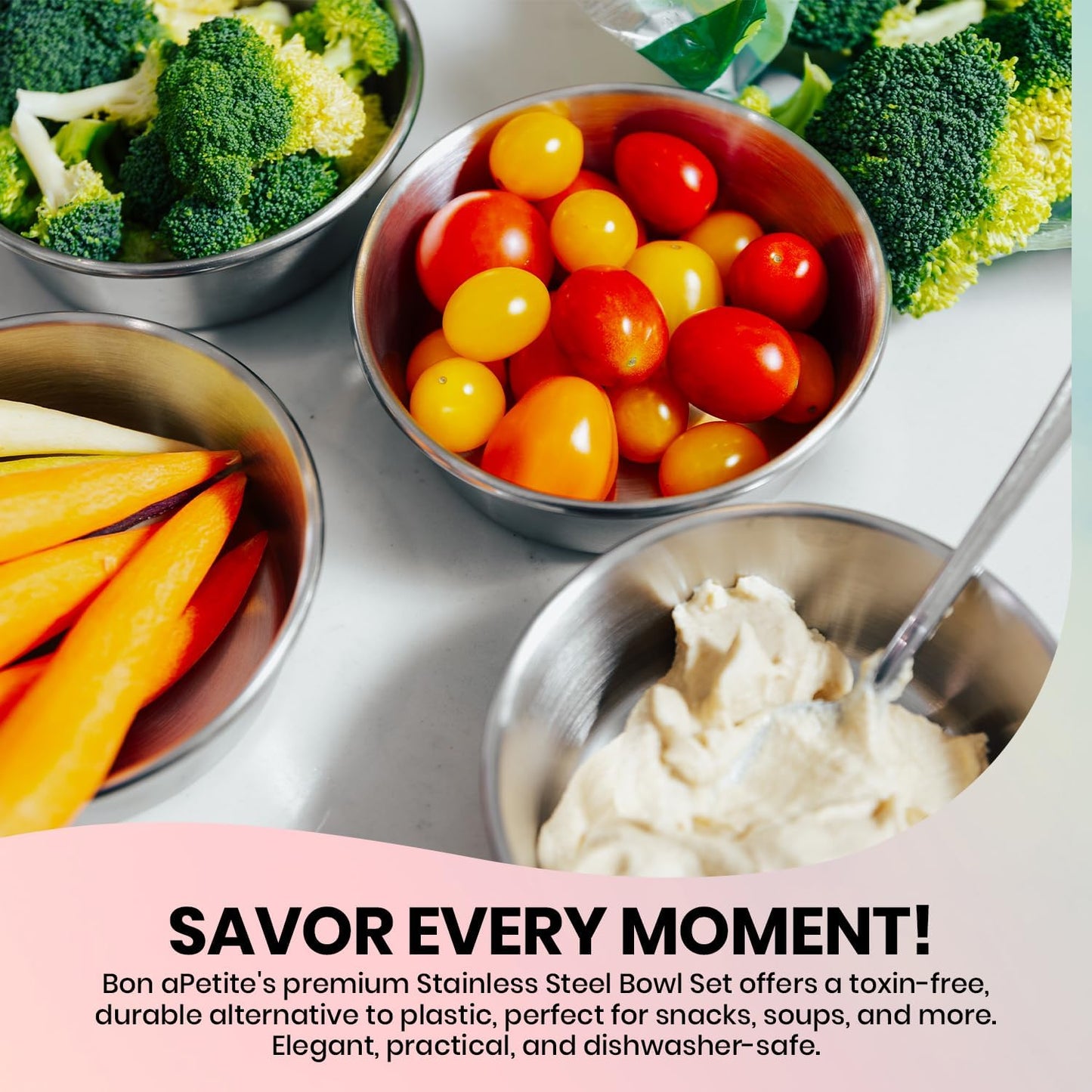 Children's Stainless Steel Bowl Set | Set of 4 bowls | 304 18/8 Stainless Steel |10 ounces | Matte Finish | Toxin Free | 100% BPA Free | Dishwasher Safe