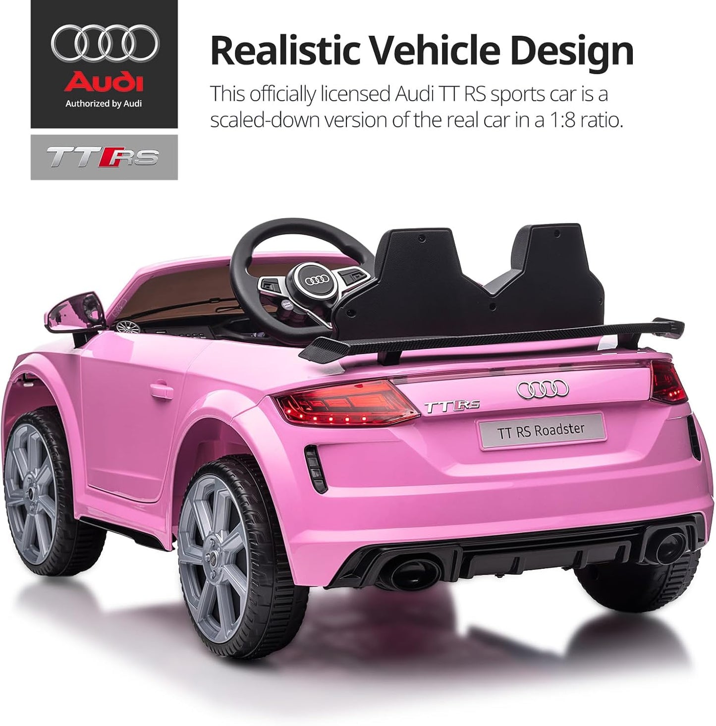 Kids Electric Car, Licensed Audi 6V Kids Ride on Toy Car for Toddlers with Remote - Pink