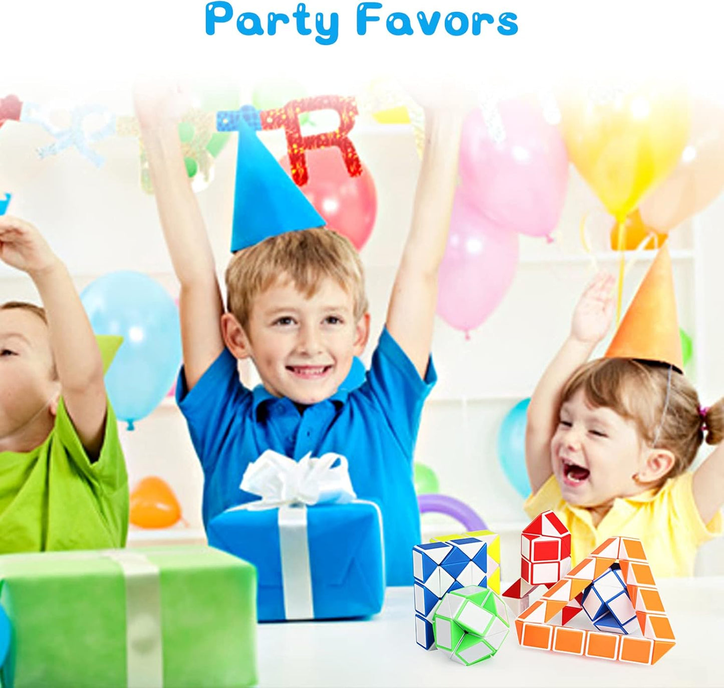 Ganowo 24 Pack Fidget Snake Cube, Mini Twist Puzzle Party Bag Fillers Bulk Toys for Kids Teens Birthday Stocking Stuffers Party Favors Supplies Goodie Bags Fillers (Yellow)