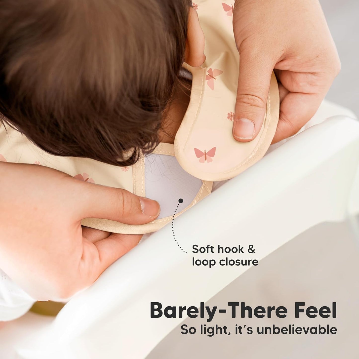 3-Pack Waterproof Baby Bibs for Eating - Lightweight Toddler Feeding Bibs with Large Food Catcher, Mess Proof, Food-Grade Baby Eating Essentials, Easy to Put On & Clean (Butterflies)