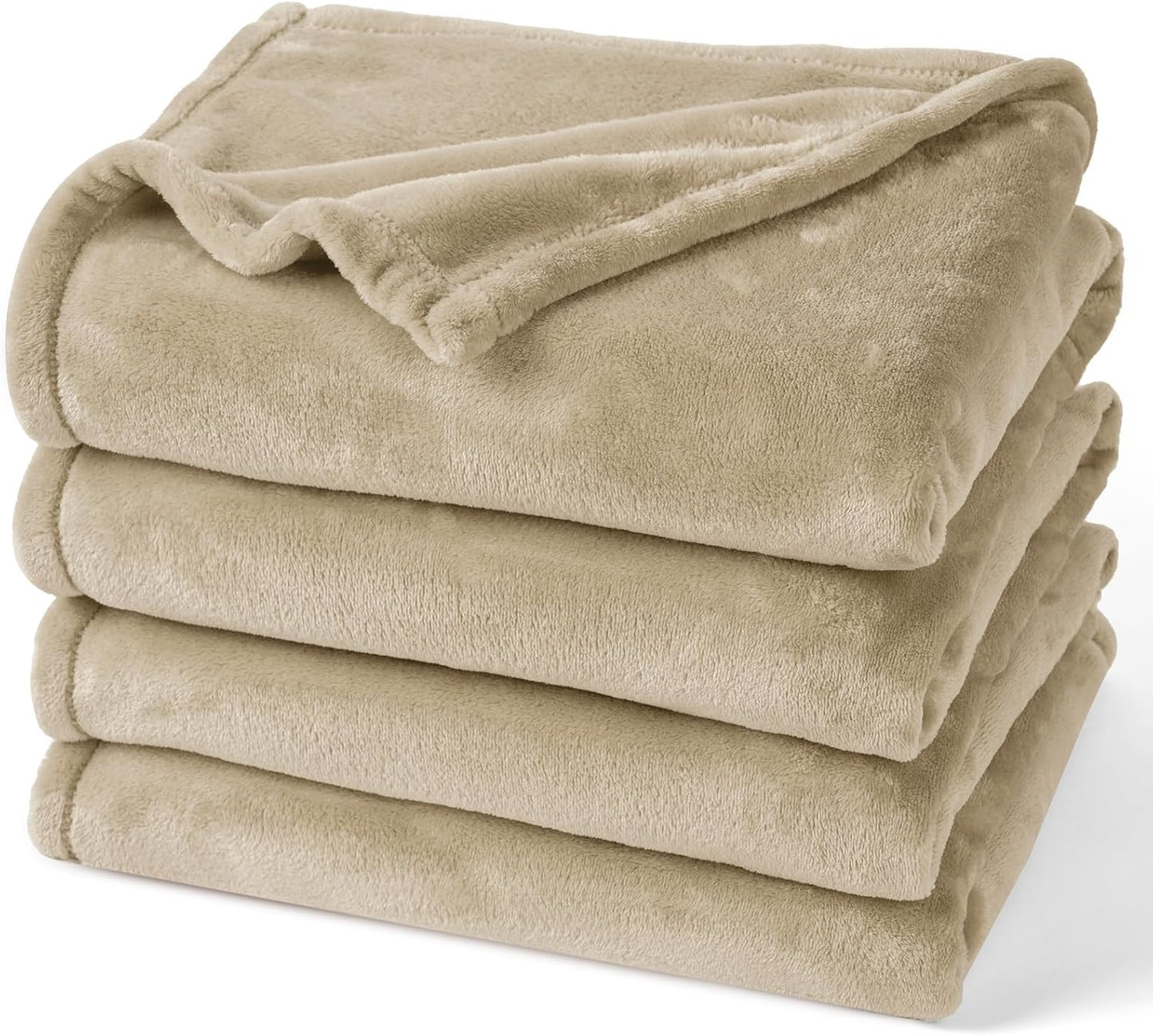 PHF Ultra Soft Fleece Blanket King Size, No Shed No Pilling Luxury Plush Cozy 300GSM Lightweight Blanket for Bed, Couch, Chair, Sofa Suitable for All Season, 108" x 90", Khaki