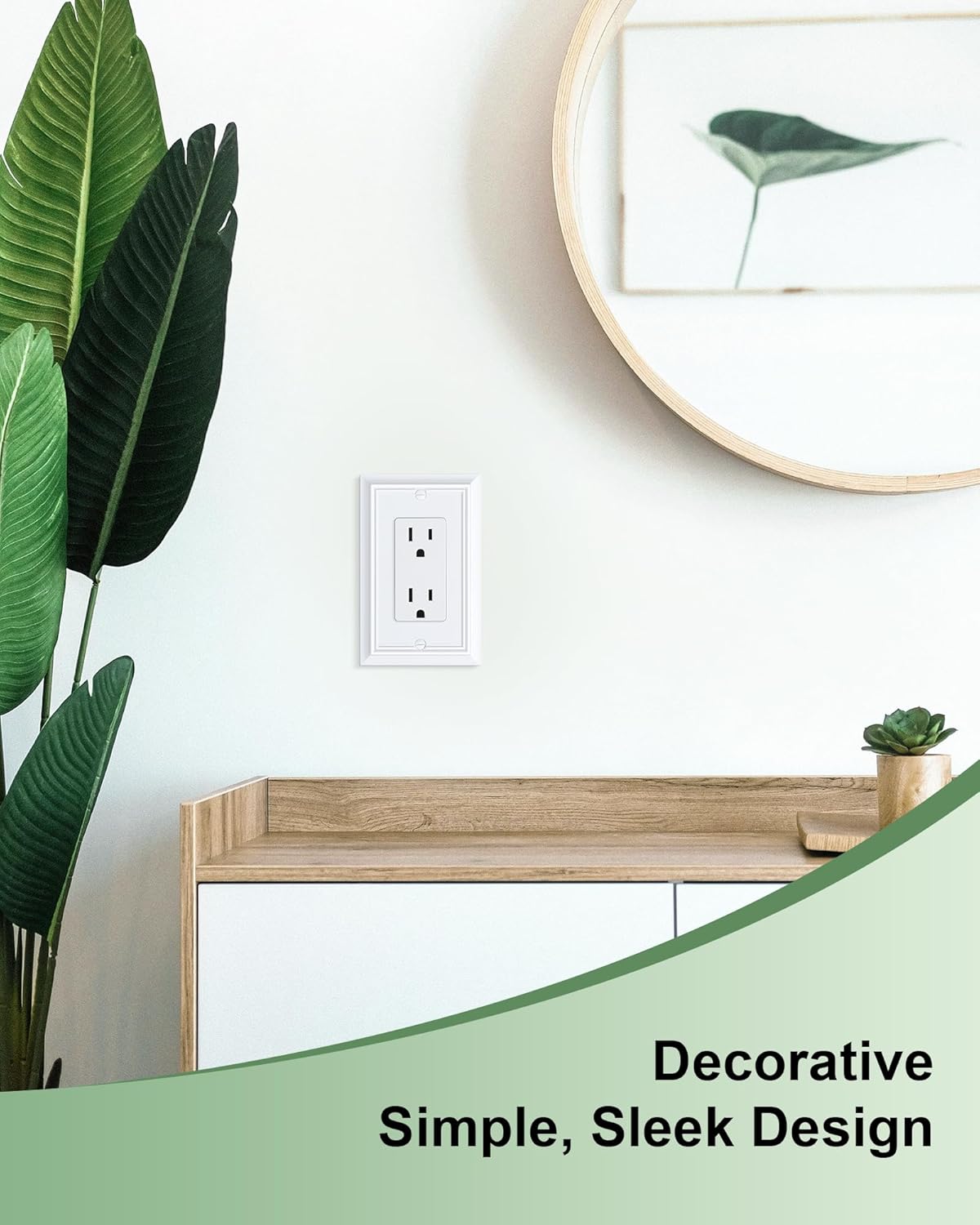 6-Pack Decorator Wall Plate Cover, Pure White Decorative Switch Plates and Outlet Covers, Durable Natural Bamboo Fiber Wall Plates for Electrical Outlets, Receptacle, GFCI Outlet, Dimmer Switch