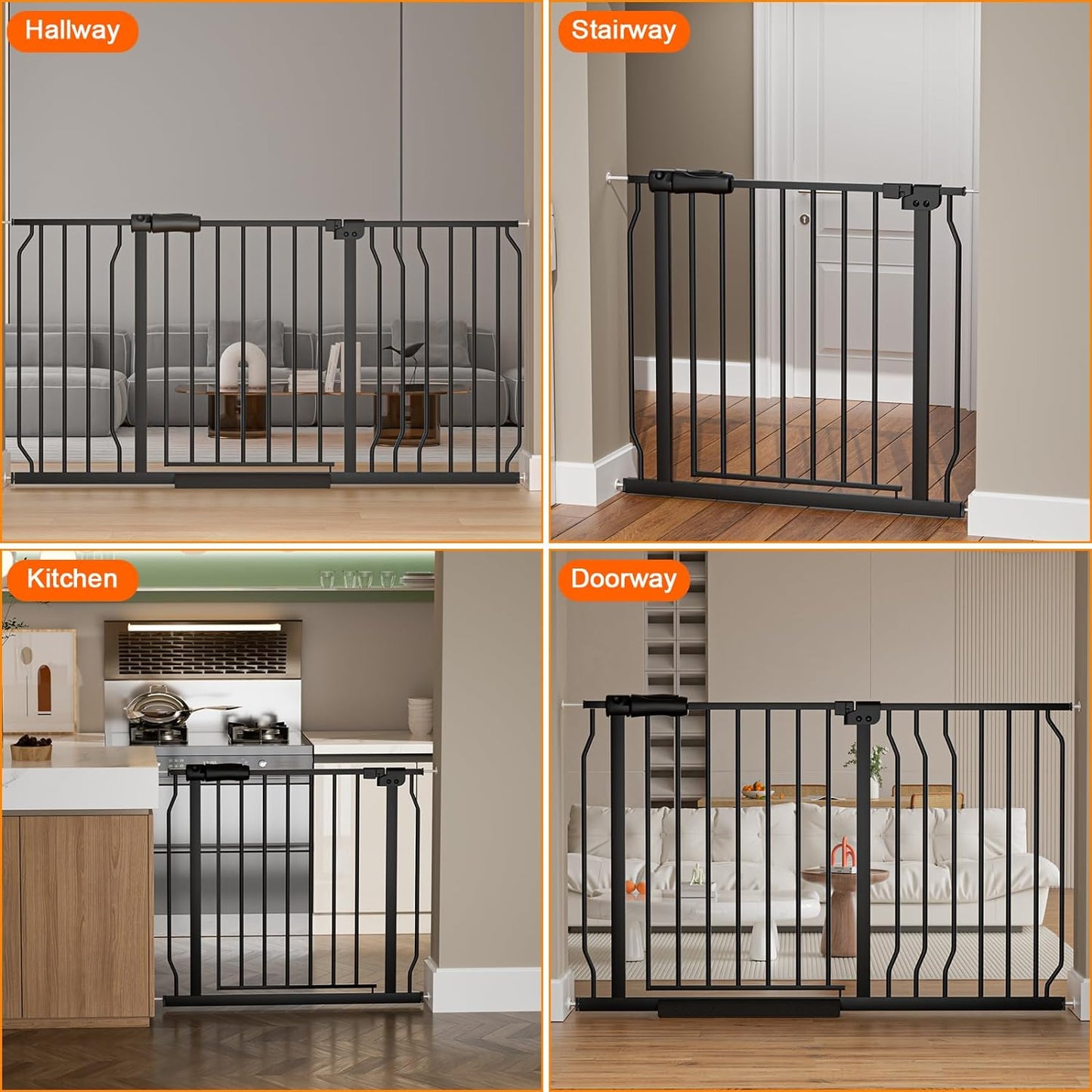 HOOEN 30" Tall Extra Wide Baby Gates 67 to 71.5 Inch Large Long Pressure Mounted Dog Gate for Doorways Stairs Child Safety Gates Tension Baby Gate Indoor Walk Through Gate for Kids or Pets