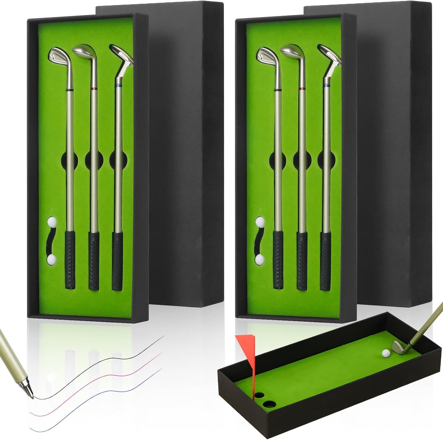GreenHaven 2 Pack Mini Golf Pen Set, Mini Desktop Golf Gift Golf Ball Club Pen Unique Christmas Stocking Stuffers Funny Birthday Gift for Men Women Adults Golfers Dad Boss Coworker Boyfriend