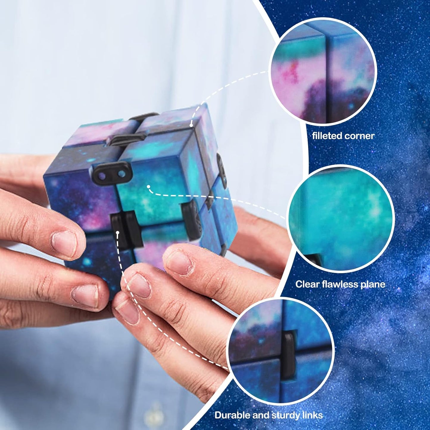 Fidget Infinity Cool Cube Toys: Hand Held Magic Cube Cool Stuff Gadgets Things Unique Birthday Gifts Boys Girls Kids Adults Anxiety Stress Relief Sensory Toy Finger Christmas Stocking Stuff Gift Toys