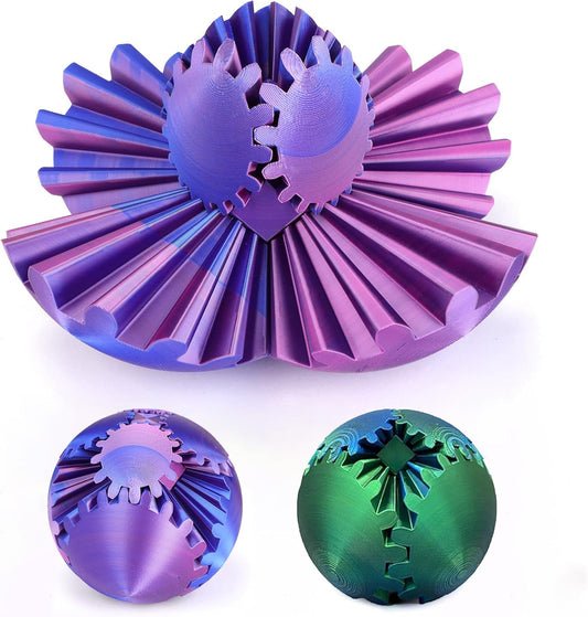Gear Ball - 3D Printed Gear Ball Spin Ball or Cube Fidget Toy, Gear Sphere, Gear Ball Gearball Fidget Toy, Stress Ball, GearSphere Desk Toy, Fidget Ball, Gear Toy for Stress and Anxiety Relaxing