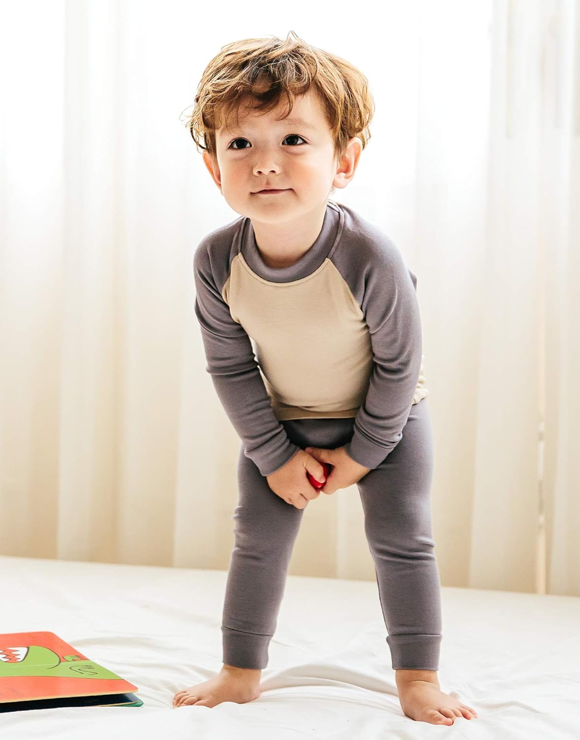 VAENAIT 6M-12Y Toddler Toddler Kids Toddler Girls Boys Soft Comfy Modal Tencel Solid Raglan Sleepwear Pajamas Pjs 2pcs Set