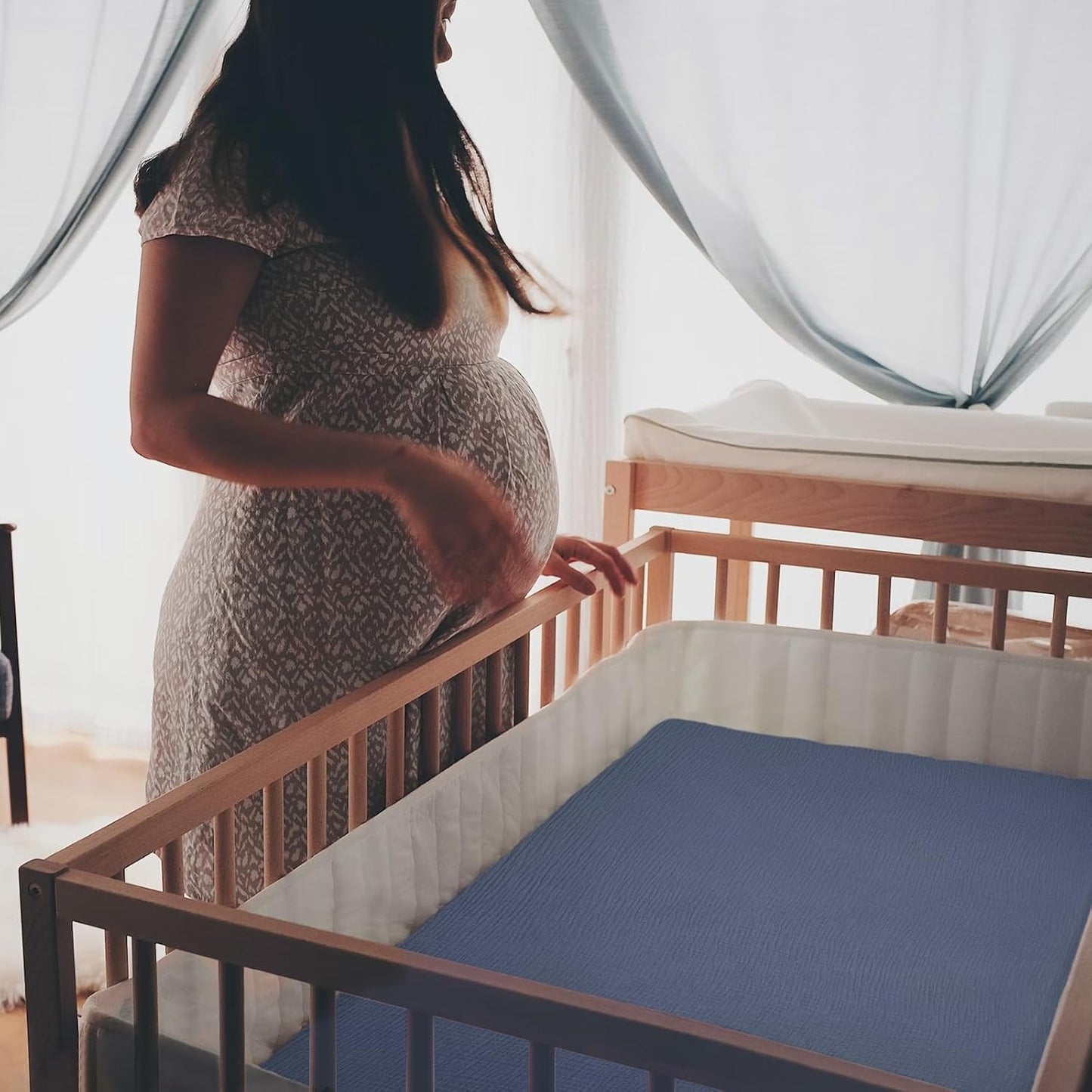 lulumoon Baby Muslin Crib Sheets - Toddler Cotton Fitted Crib Sheets Neutral for Boys and Girls 2Pack