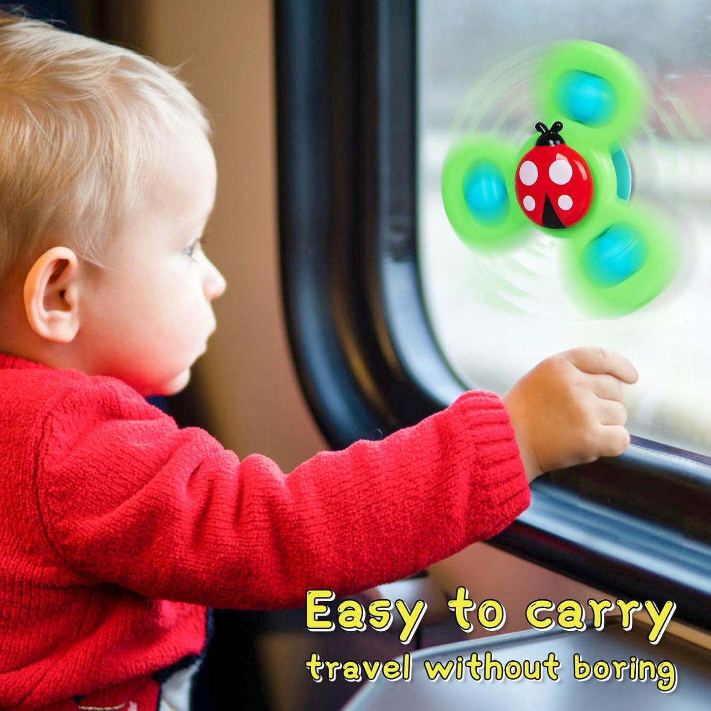 Airplane Travel Toys for Toddlers 1-3: Suction Cup Spinner Toys for 1 Year Old Boy Girl Birthday Gift - Sensory Spinning Baby Bath Toys 6-12-18 Months
