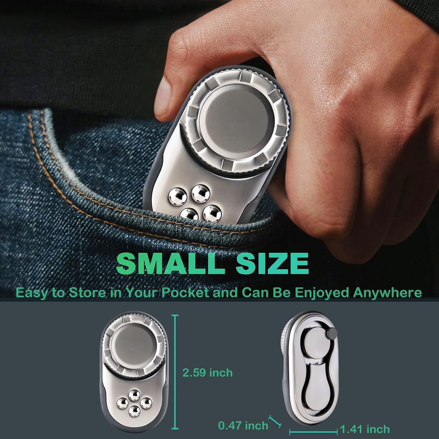 Fidget Toys Adults, OPPKIE Handheld Metal Desk Sensory Fidgets Toy Promotes Focus for Home Office Outdoors, Satisfying Toy for Men Teens Adults, Stress Pressure Anxiety Relief Tools (Silver)