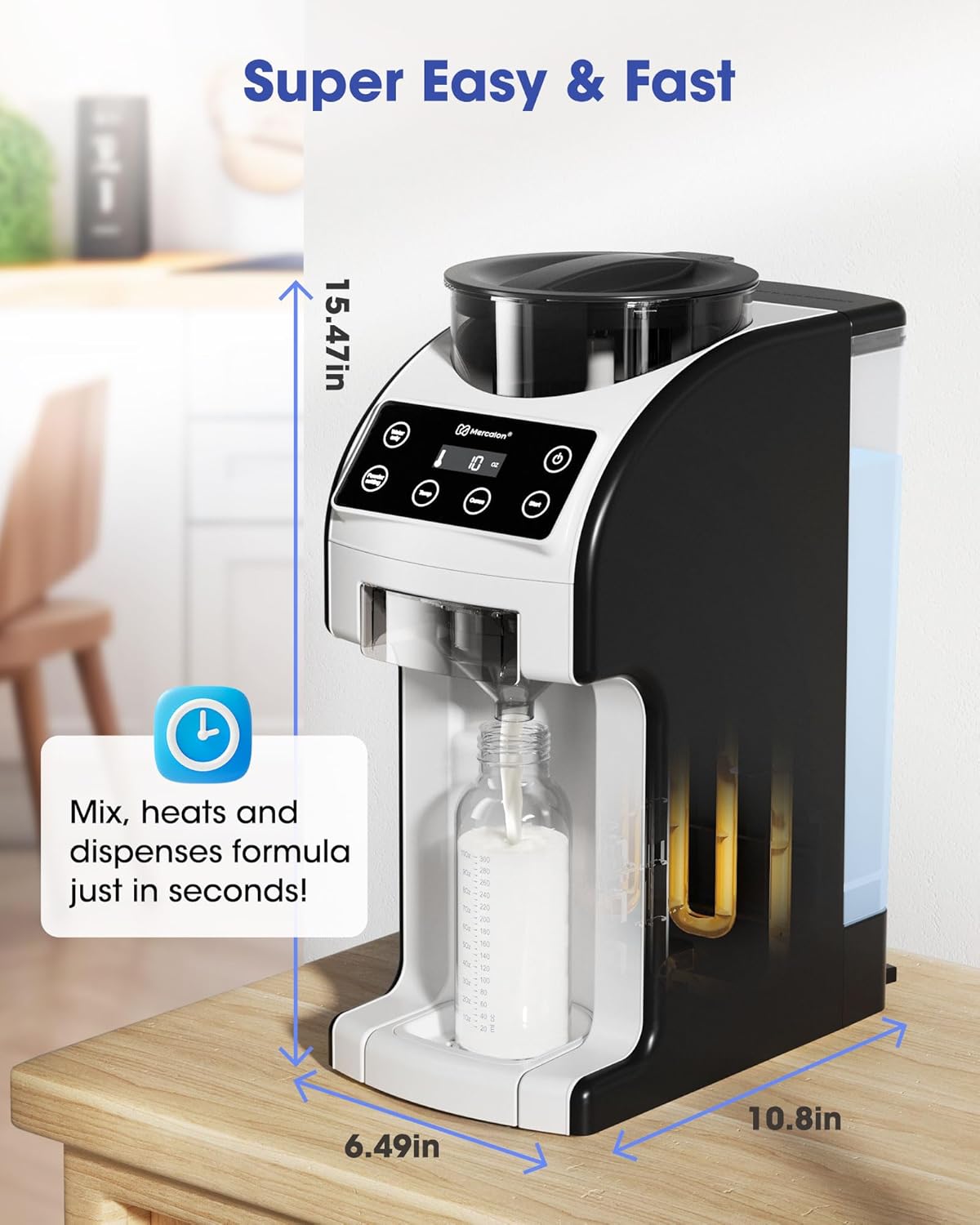 Instant Formula Maker, Fast and Customizable Formula Dispenser Machine with Accurate Temperature Control for Baby, Automatic Powder Blending for All Brands of Bottle and Formula, Black/White