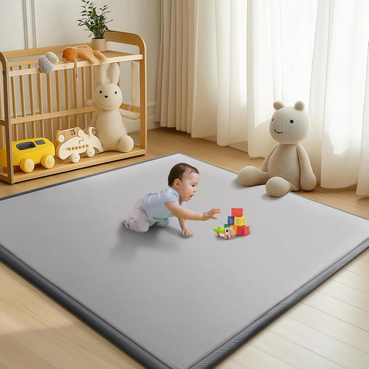 Baby Play Mat for Floor - 1.4" Thick Memory Foam Rug, 70"x59" Playpen Tummy Time Mat, Soft Velvet Nursery Rug, Large Padded Crawling Mat, Cushioned Pads for Playroom Toddlers, Infants, Yoga, Tatami