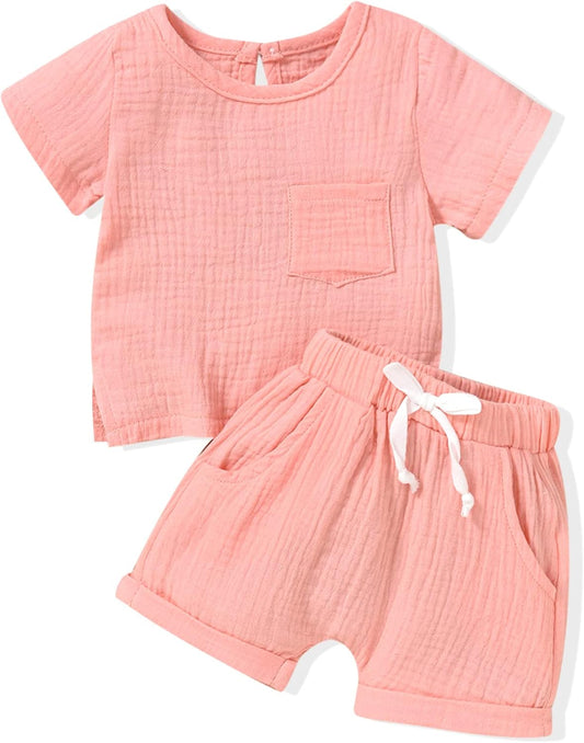 Gender Neutral Baby Linen Summer Outfit