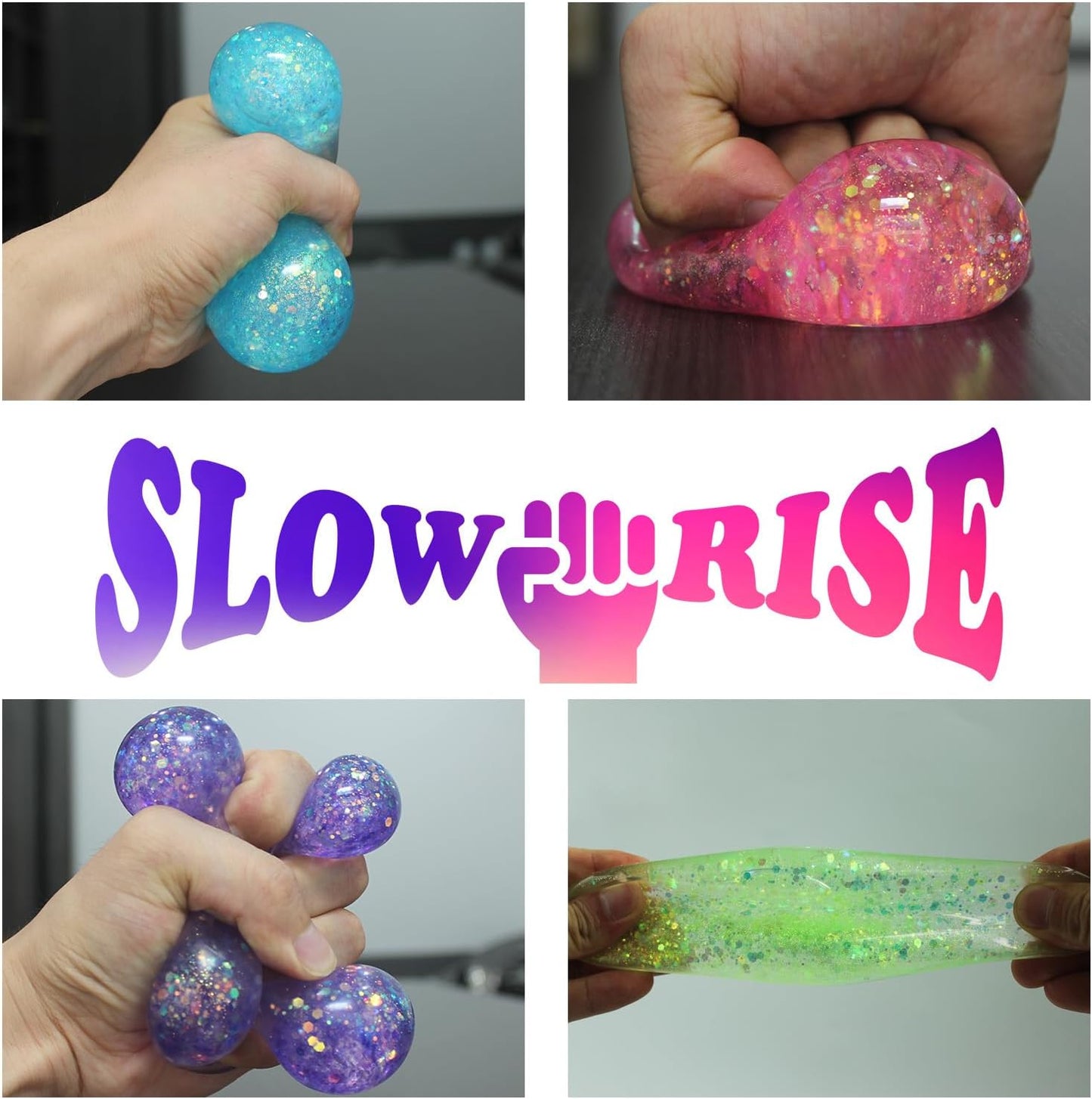 2Pack Glitter Squishy Cube - Slow Rise Nice Sugar Stress Cube Gel Stress Balls for Adults, Glitter Squishy Balls for Kids, Stress Relief/Classroom Fidget/Treasure Box Prizes(Green)