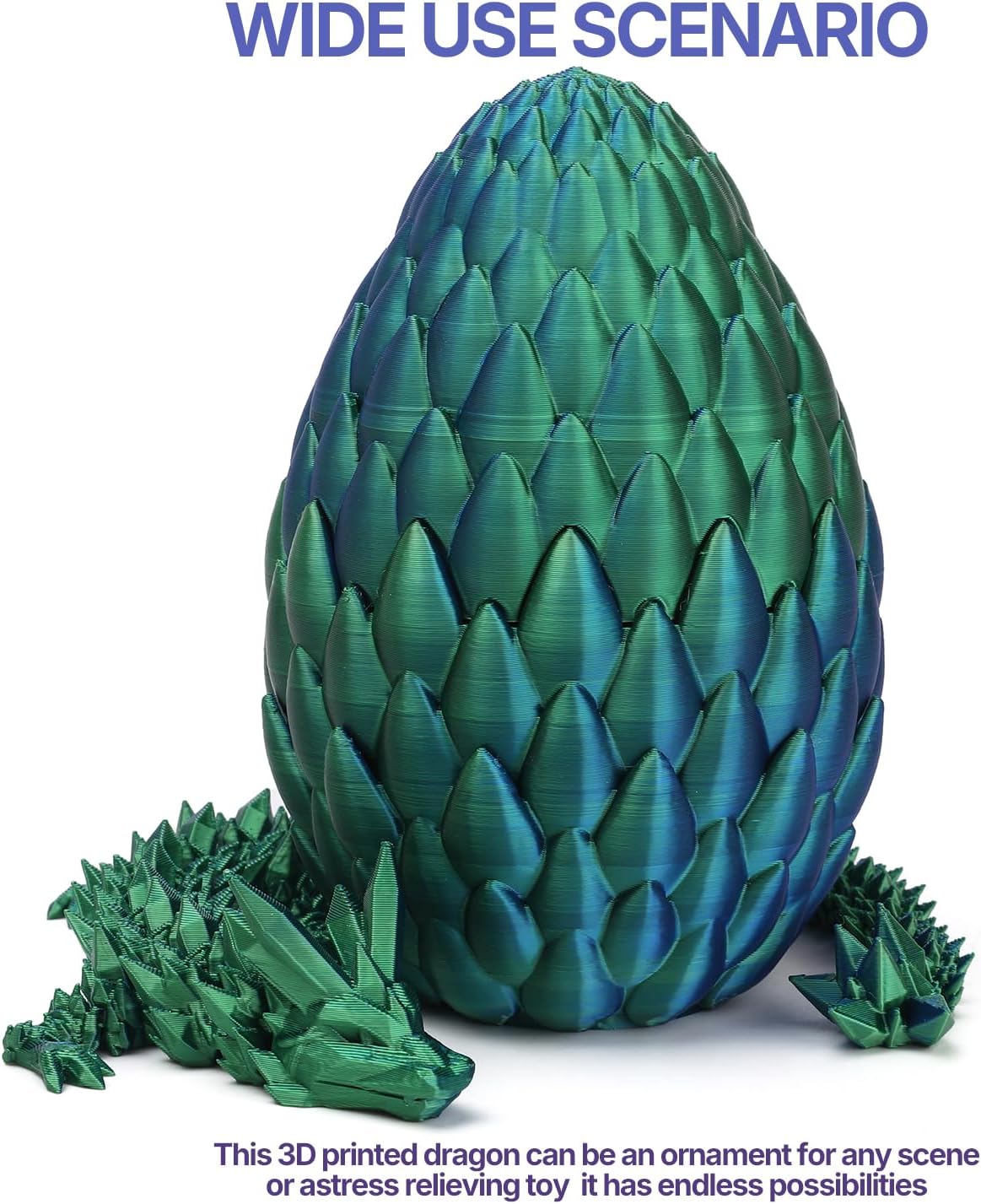 3D Printed Dragon Toy 12" Crystal Dragon Fidget Executive Desk Dragon Egg