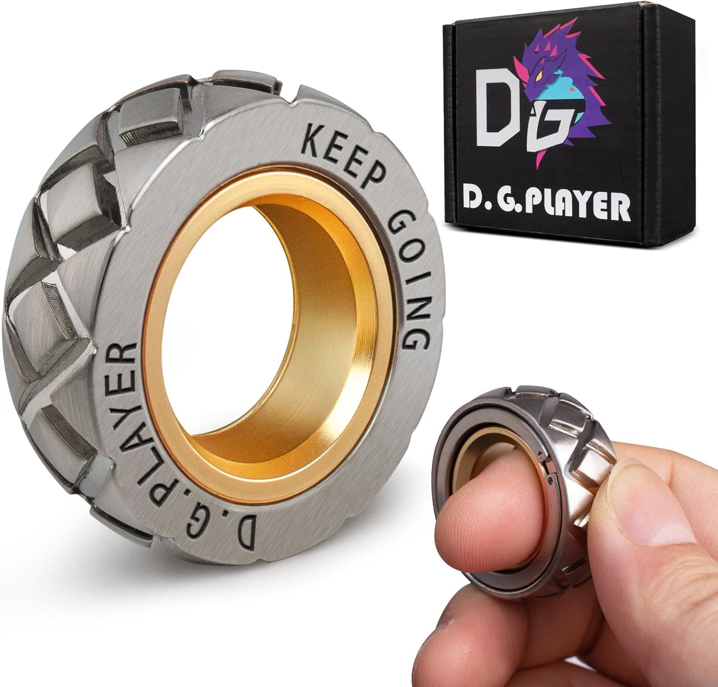 Metal Fidget Ring - Adjustable Spinner Ring Magnet Fidget Toys Adults, Office Desk Toys for Adults EDC Fidget Slider for Stress Relief & Anxiety (X)