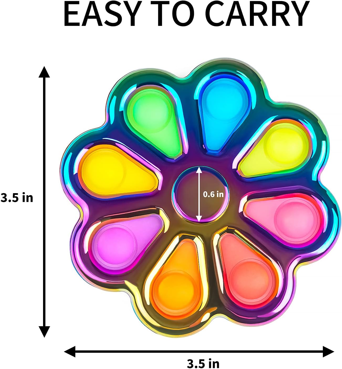 Metal Fidget Spinner, Push Popping Bubble Fidgets Sensory Toys, Party Favors for Kids 3-12, Toy for Adult Anxiety Relief, Gifts for Autistic Boys (Flower)