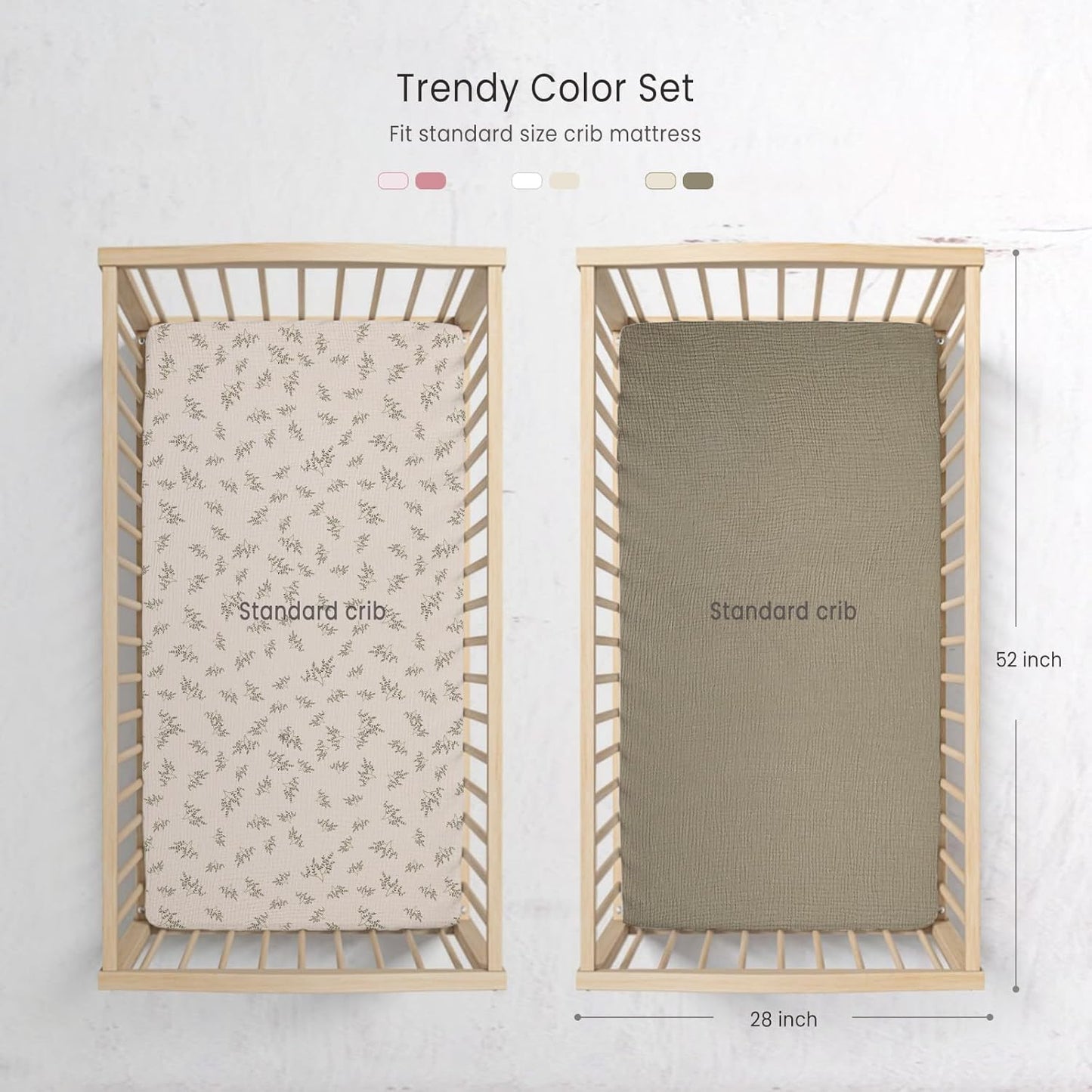 lulumoon Baby Muslin Crib Sheets - Toddler Cotton Fitted Crib Sheets Neutral for Boys and Girls 2Pack