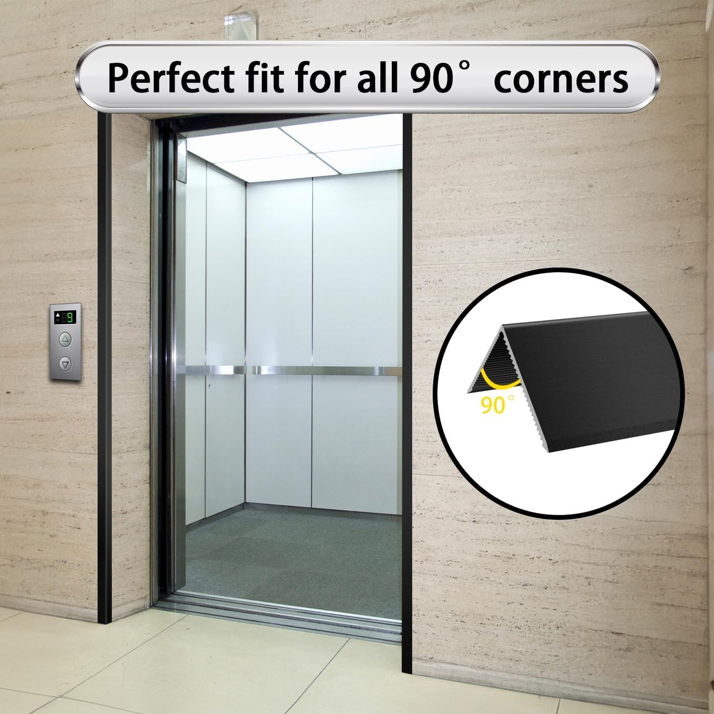 Aluminum Alloy Metal Corner Protector 6PCS Wall Corner Protector 1.6x1.6x48 inches Corner Guards Decoration for Walls Black Color Pack of 6 Corner Guards 19Ga Thickness