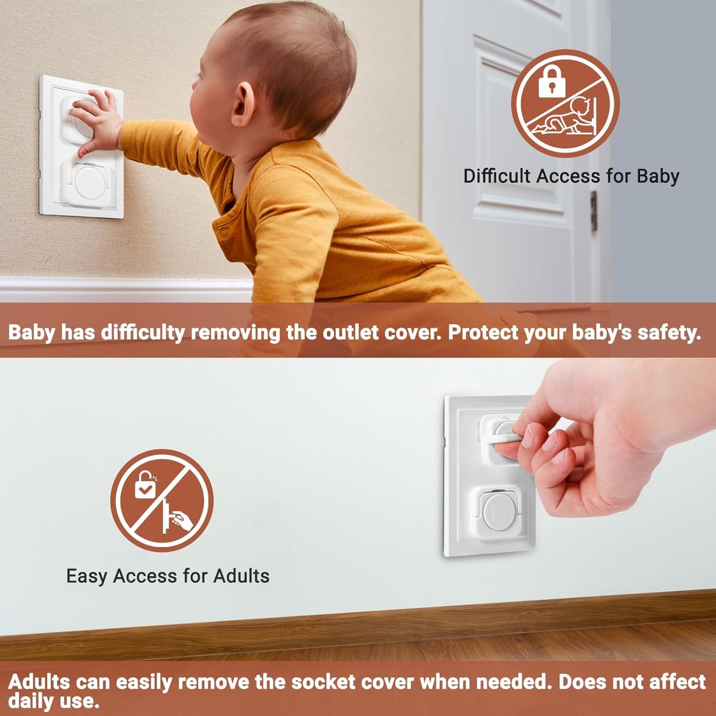 Outlet Covers Baby Proofing, 40 Pack Child Proof Plug Socket Covers Electric Plug Protectors Safety Caps to Prevent Power Shock, for US 3-Prong, White