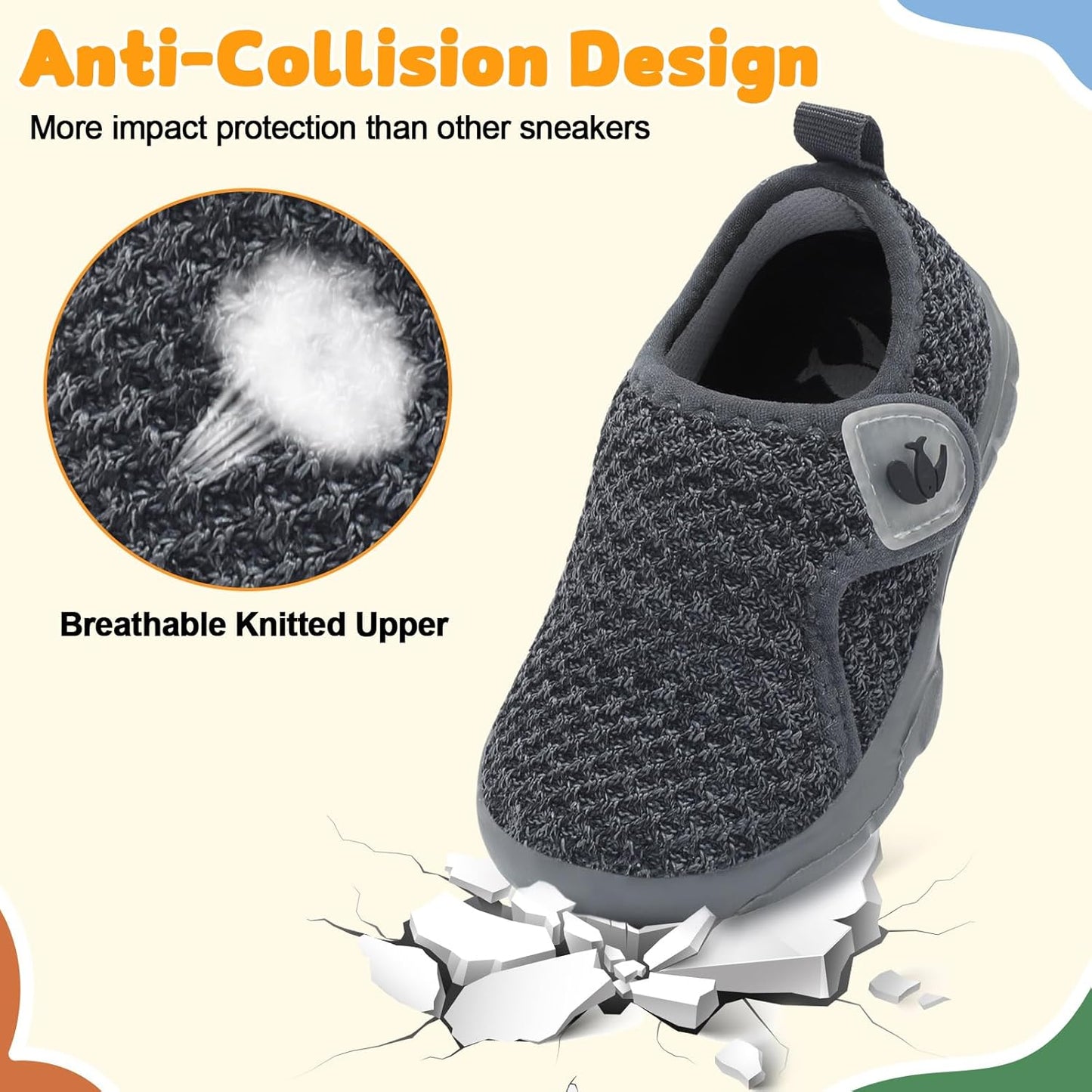 FEETCITY Baby Shoes Boys Girls First Walking Shoes Infant Sneakers Lightweight Slip On Shoe