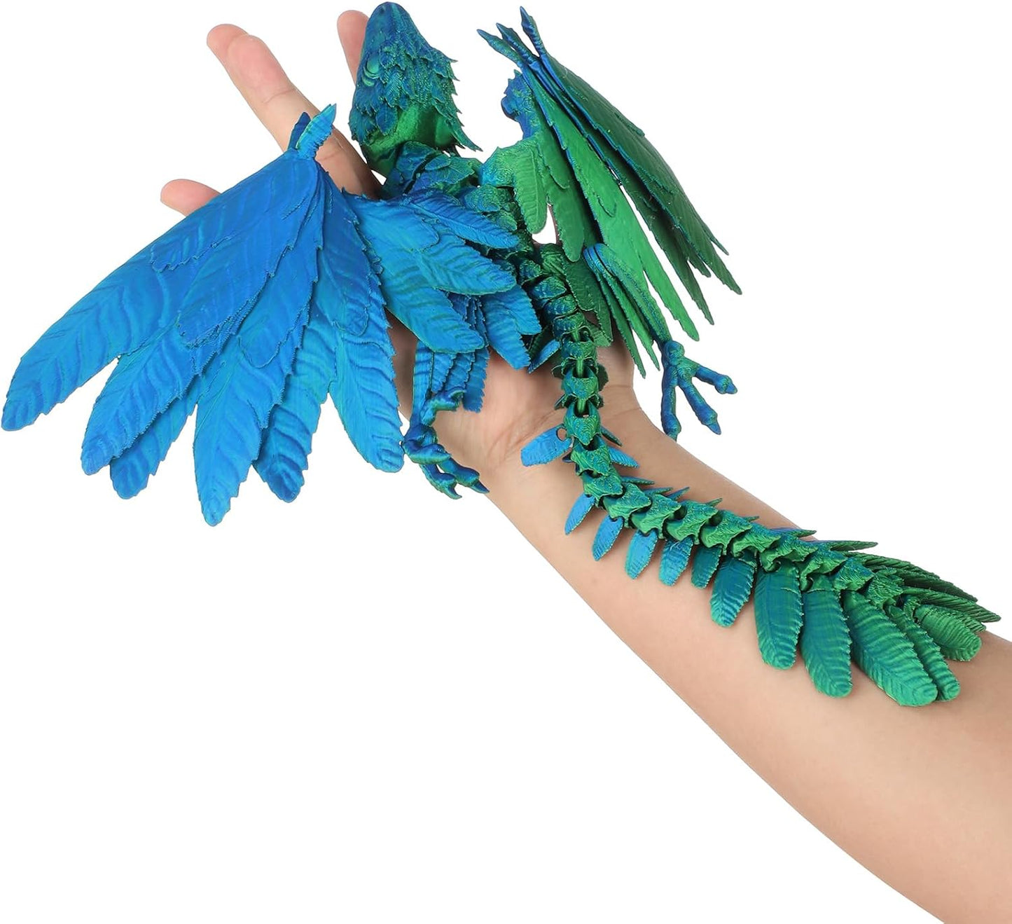 12" 3D Printed Animals,Feathered Wyvern Dragon 3D Printed Dragon with Wings, Adjustable Wings Articulated Dragon, Crystal Dragon Fidget Toy Surprise