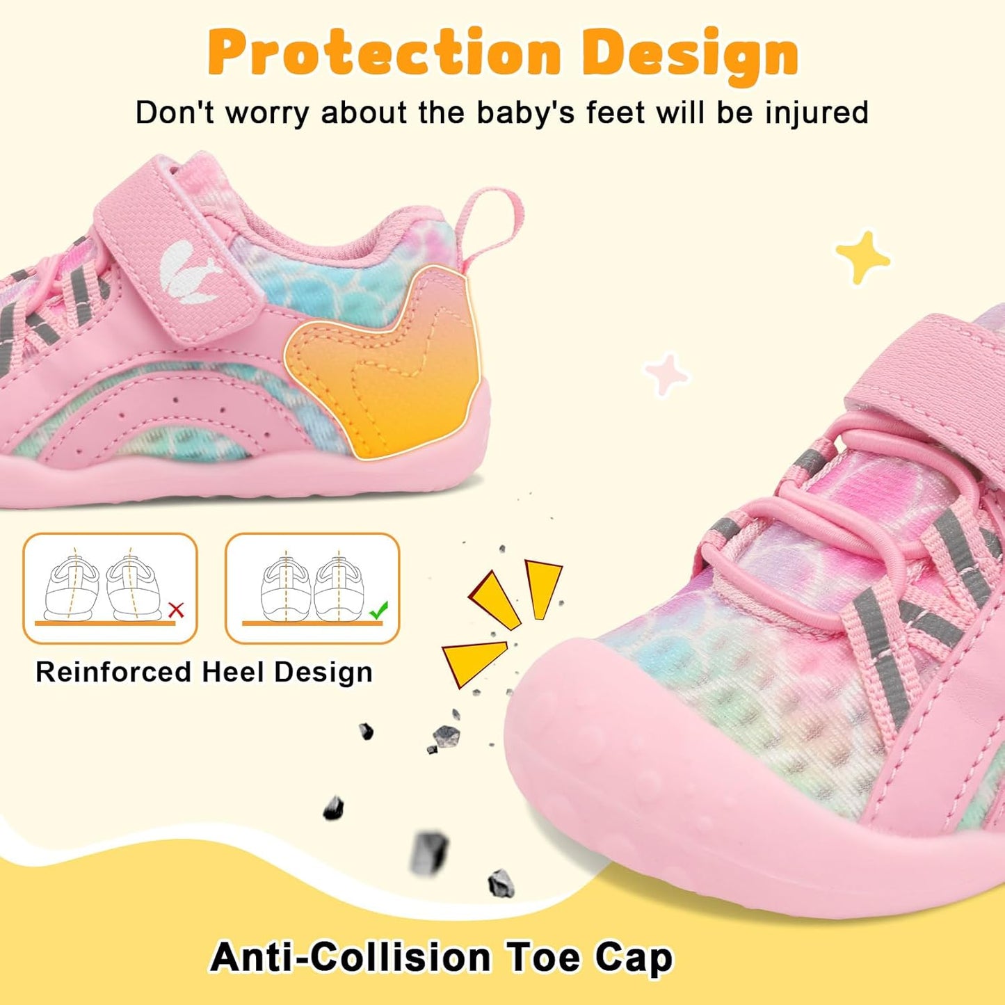 FEETCITY Wide Baby Shoes Boys Girls Baby Barefoot Shoes Breathable Infant Walking Shoe Crib Sock Shoe Toddler Sneakers Flexible
