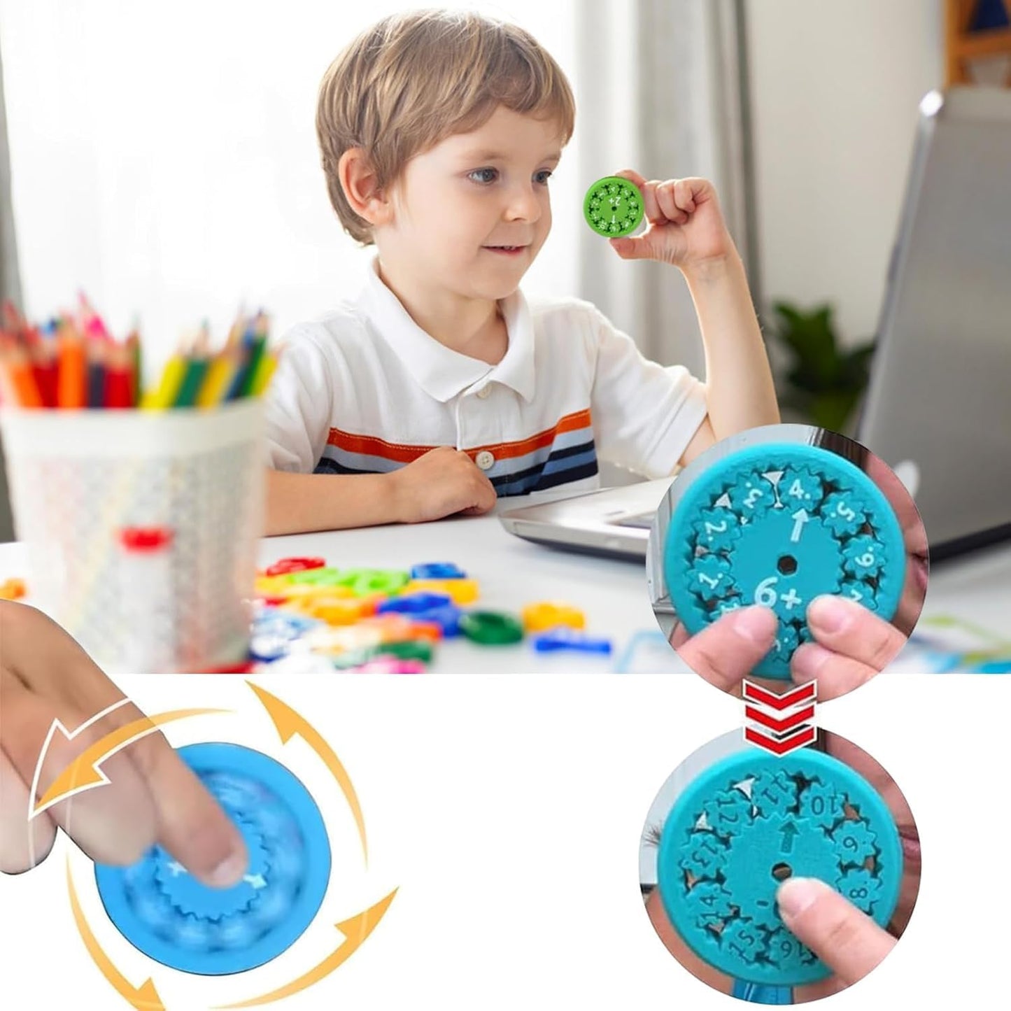 Math Fidget Spinners, Math Fact Fidget Spinners, Math Fidget Toy for Kids, Perfect for Learning Add Subtract Multiplication Division with The Math Spinners (Add Or Subtract 9pcs)