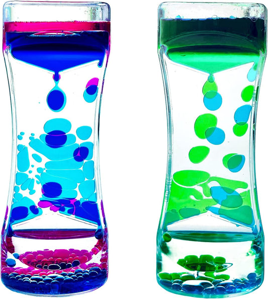 Liquid Motion Bubbler for Kids and Adults Pack of 2 Great Rainbow Series Liquid Bubbler Timer Sensory Fidget Relaxation Stress Relief and Anxiety Relief Relaxing Autism