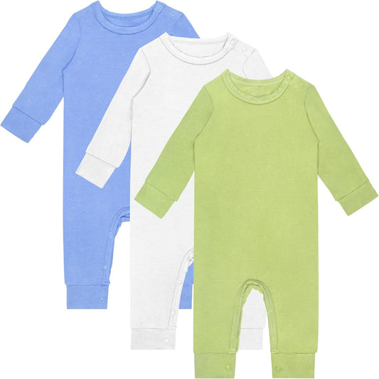 GUISBY Rayon Baby Pajamas, Long Sleeve with Snap Closure Pajamas Sleepers